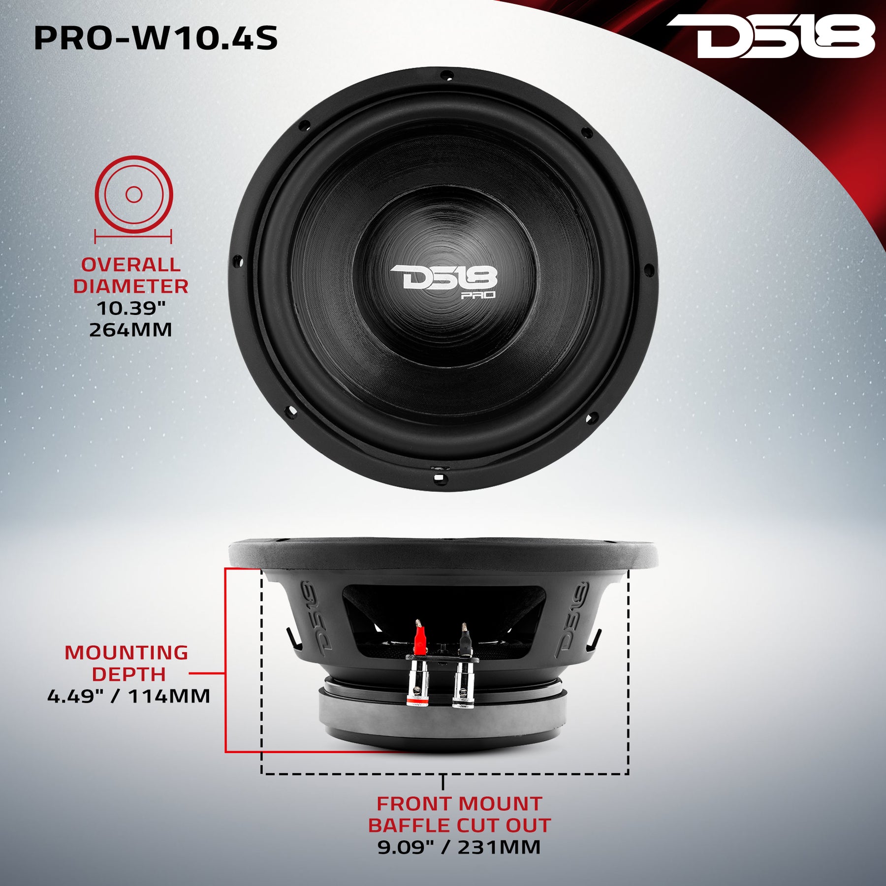 PRO 10" Water Resistant Woofer 350 Watts Rms 4-Ohm SVC