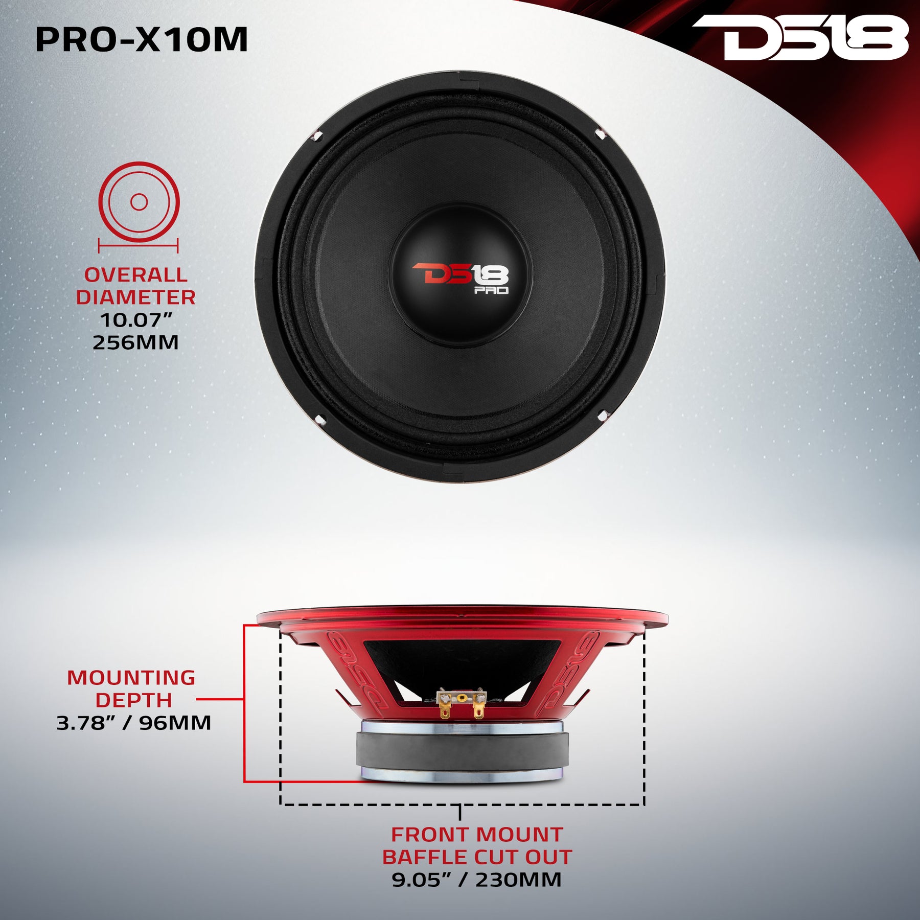 PRO-X 10" Mid-Range Loudspeaker 300 Watts Rms 8-Ohm