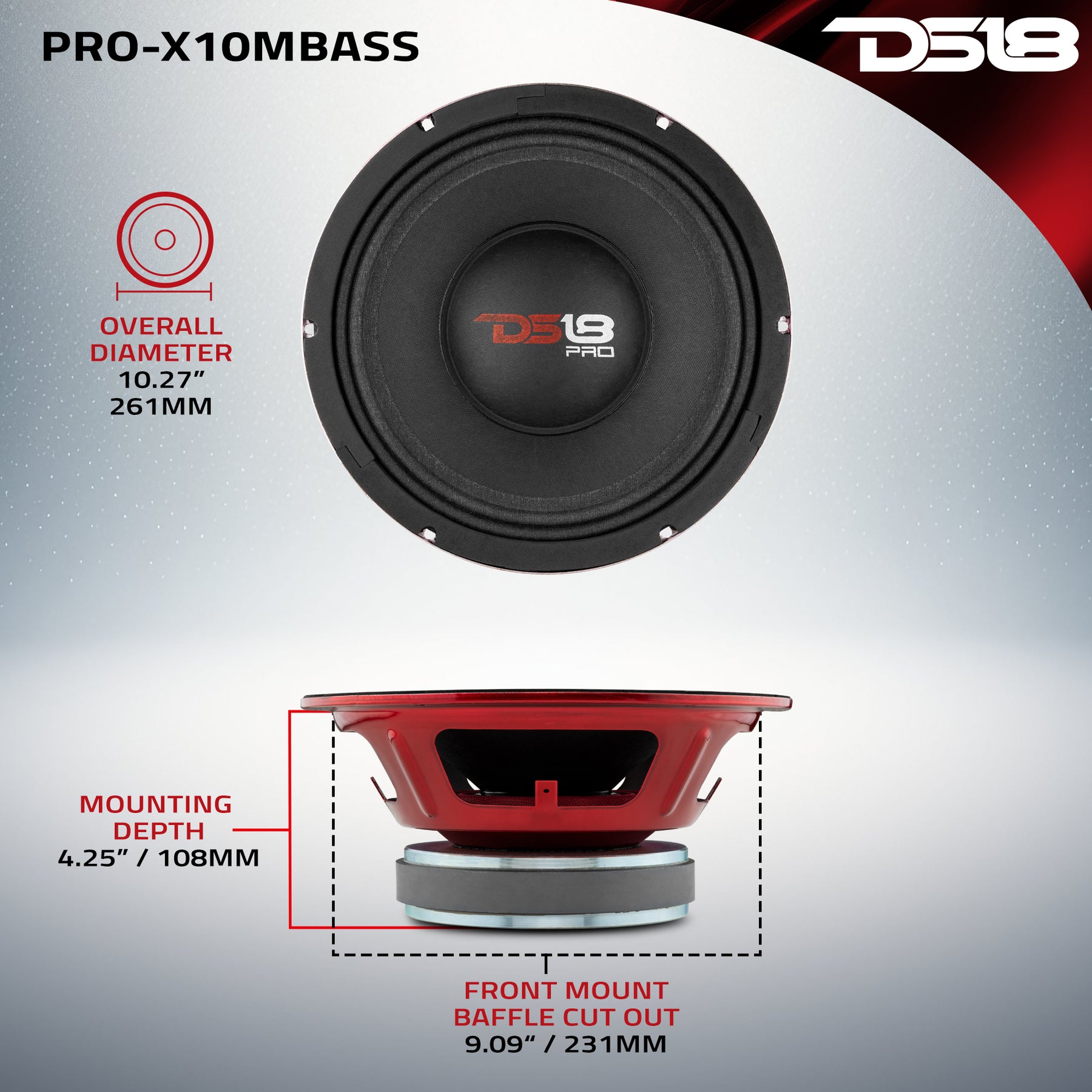 PRO-X 10" Mid-Bass Loudspeaker 400 Watts Rms 8-Ohm