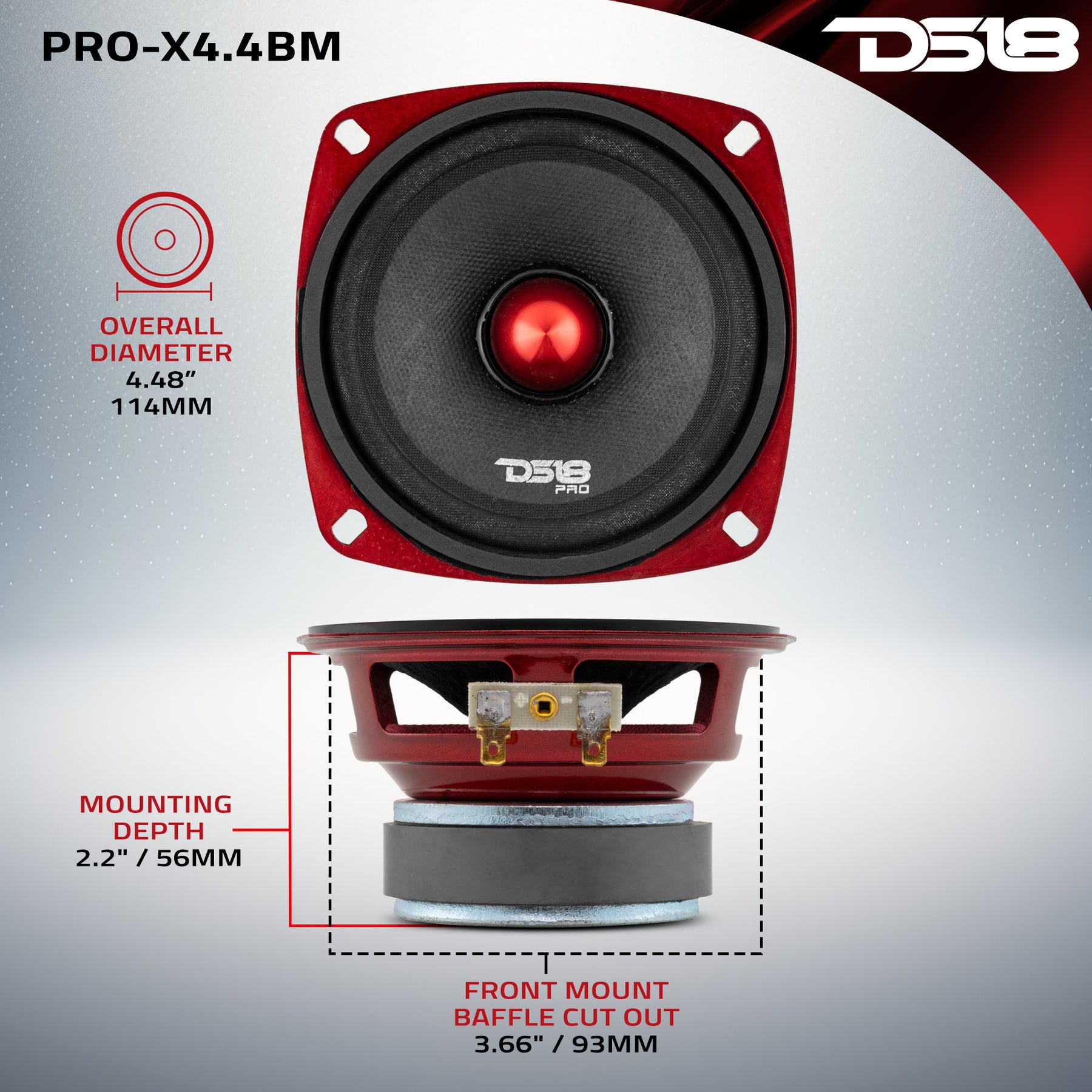 PRO-X 4" Mid-Range Bullet Loudspeaker 100 Watts Rms 4-Ohm