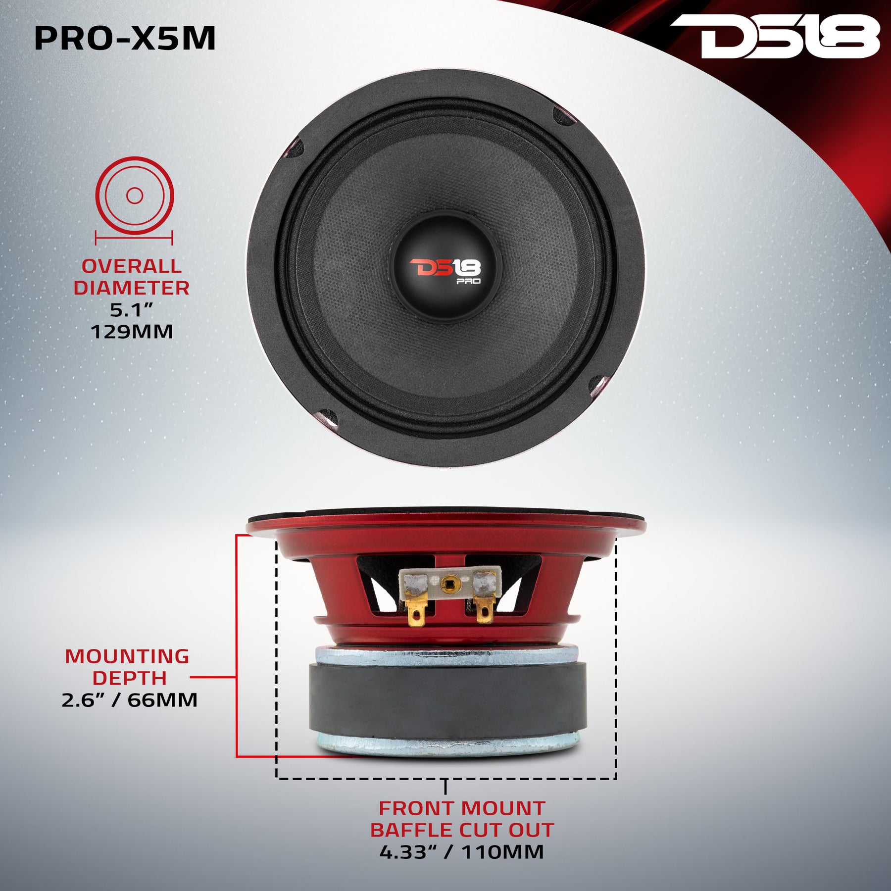 PRO-X 5.25" Mid-Range Loudspeaker 150 Watts Rms 8-Ohm