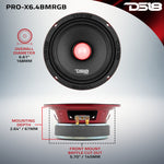 PRO-X 6.5" Mid-Range Loudspeaker with RGB Light Bullet 250 Watts Rms 4-Ohm