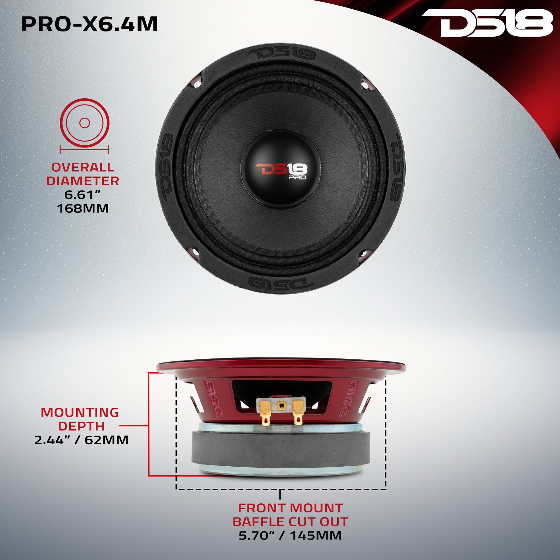 PRO-X 6.5" Mid-Range Loudspeaker 250 Watts Rms 4-Ohm