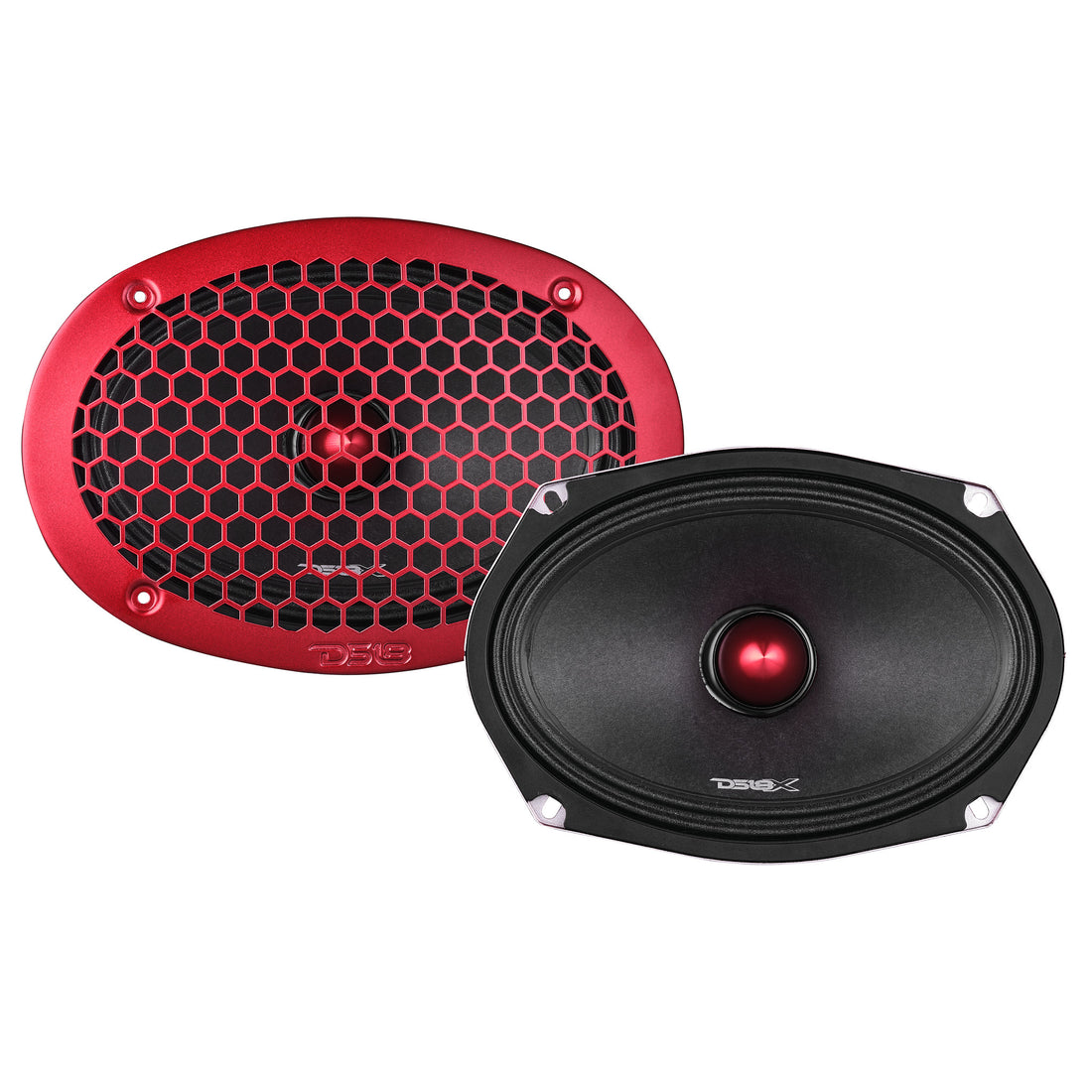 DS18 PRO-X698BM 6x9" Midrange Loudspeaker - 550W Peak, 8 Ohm, Red Basket