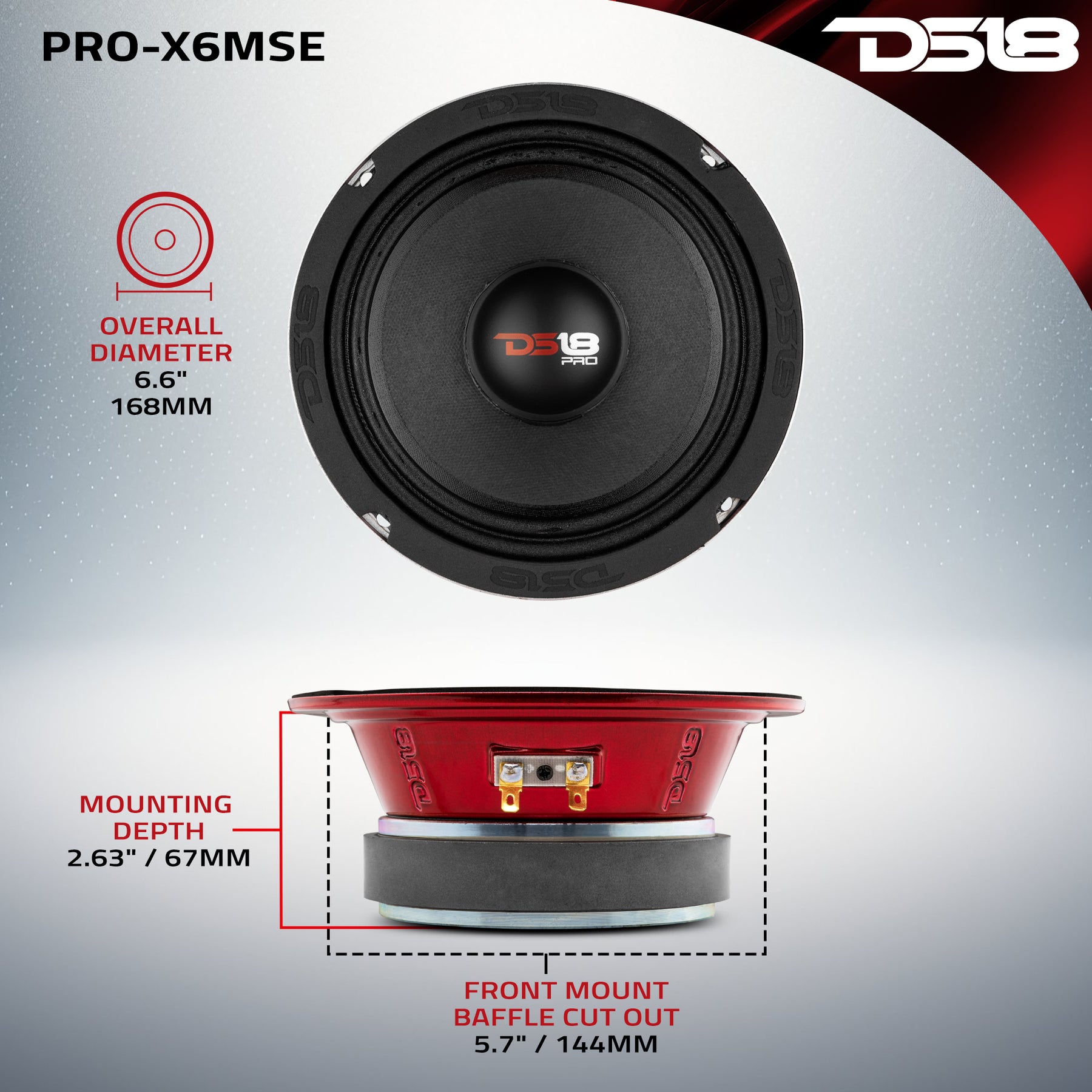 PRO-X 6.5" Sealed Back Mid-Range Loudspeaker 250 Watts Rms 8-Ohm