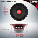 PRO-X 8" Mid-Range Loudspeaker with RGB Light Dust Cap 275 Watts Rms 4-Ohm