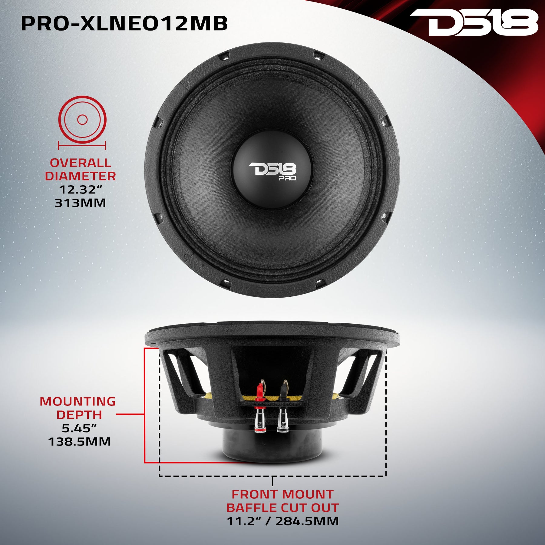 PRO 12" Neodymium Mid-Bass Loudspeaker 1000 Watts Rms 8-Ohm