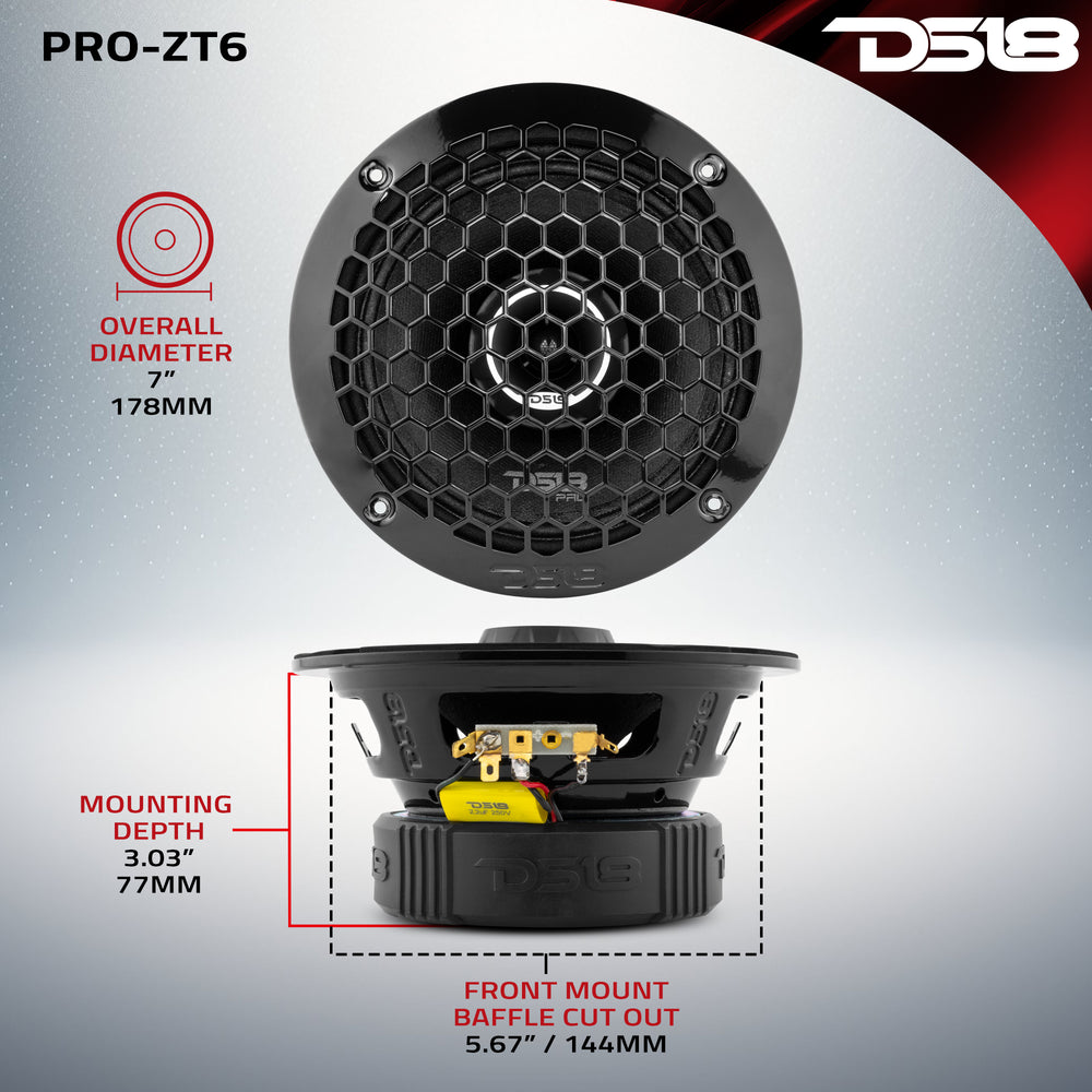 DS18 PROZT6 6.5" 2Way MidRange Loudspeaker with Builtin Bullet