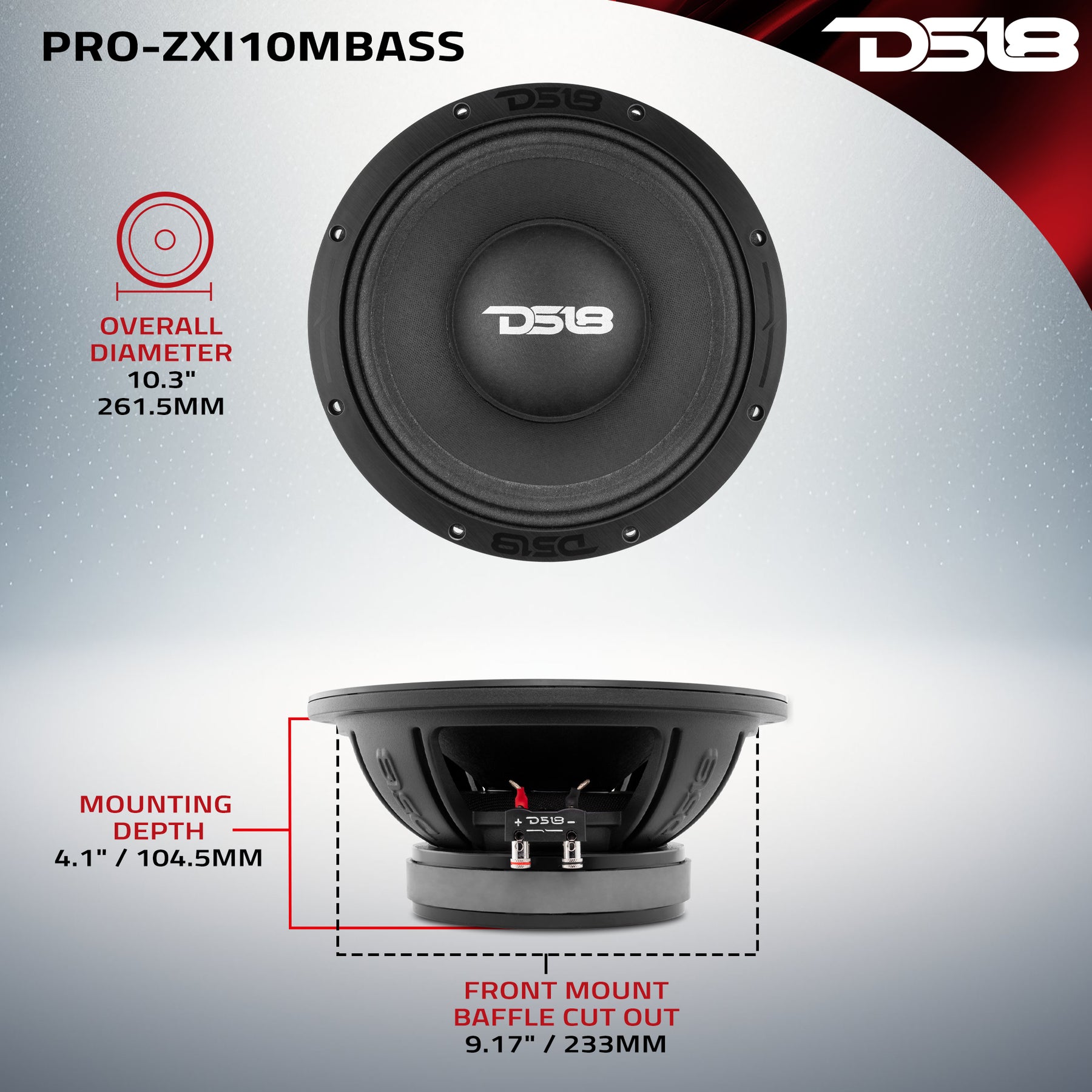 PRO-ZXI 10" Mid-Bass Loudspeaker With Neodymium/Ferrite Magnets 500 Watts Rms 8-Ohm