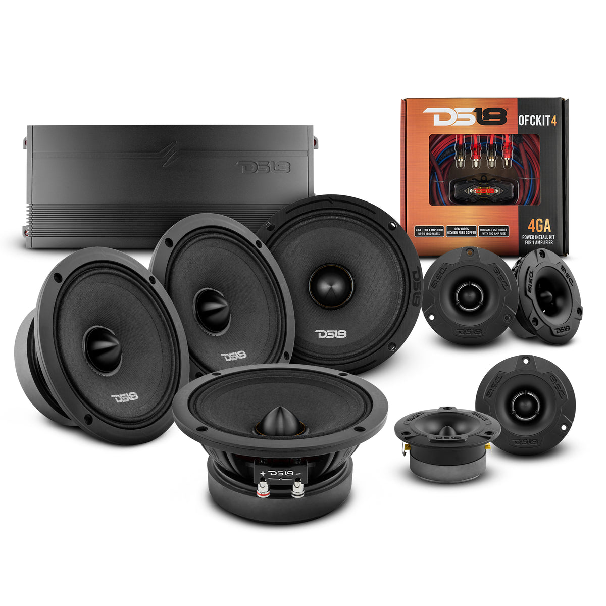 DS18 Stage3 Pro Audio Midrange Package - Car Speakers Bundle
