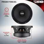 PROJECT360 6.5” High-Sensitivity Mid-High Loudspeaker - 300W RMS 4-Ohm - Rotating Recone Design For Quick Repair