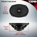 PROJECT360 6x9” High-Sensitivity Mid-High Loudspeaker With Neodymium Magnet - 350W RMS 4-Ohm - Rotating Recone Design For Quick Repair