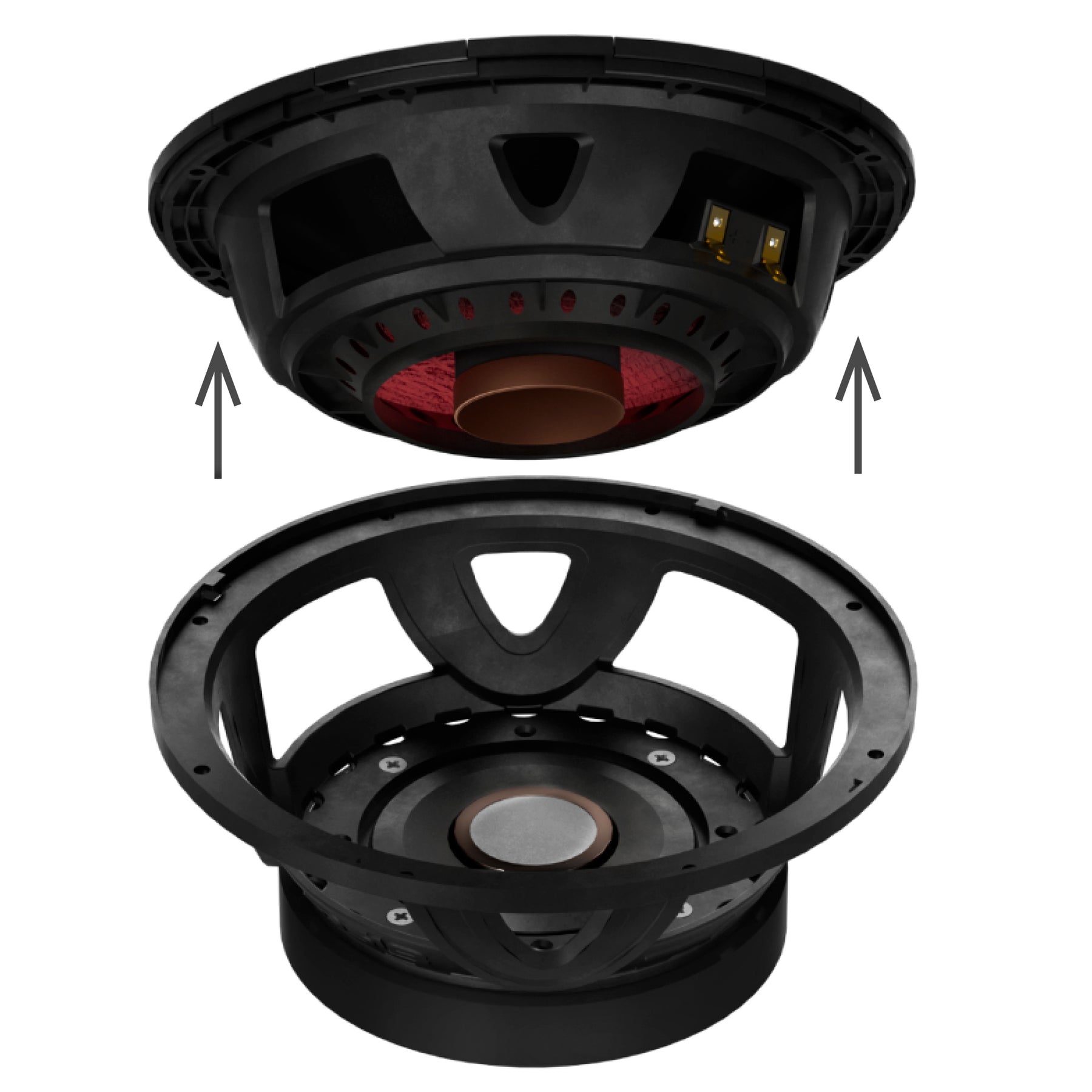PROJECT360 8” High-Sensitivity Mid-High Loudspeaker - 300W RMS 4-Ohm - Rotating Recone Design For Quick Repair