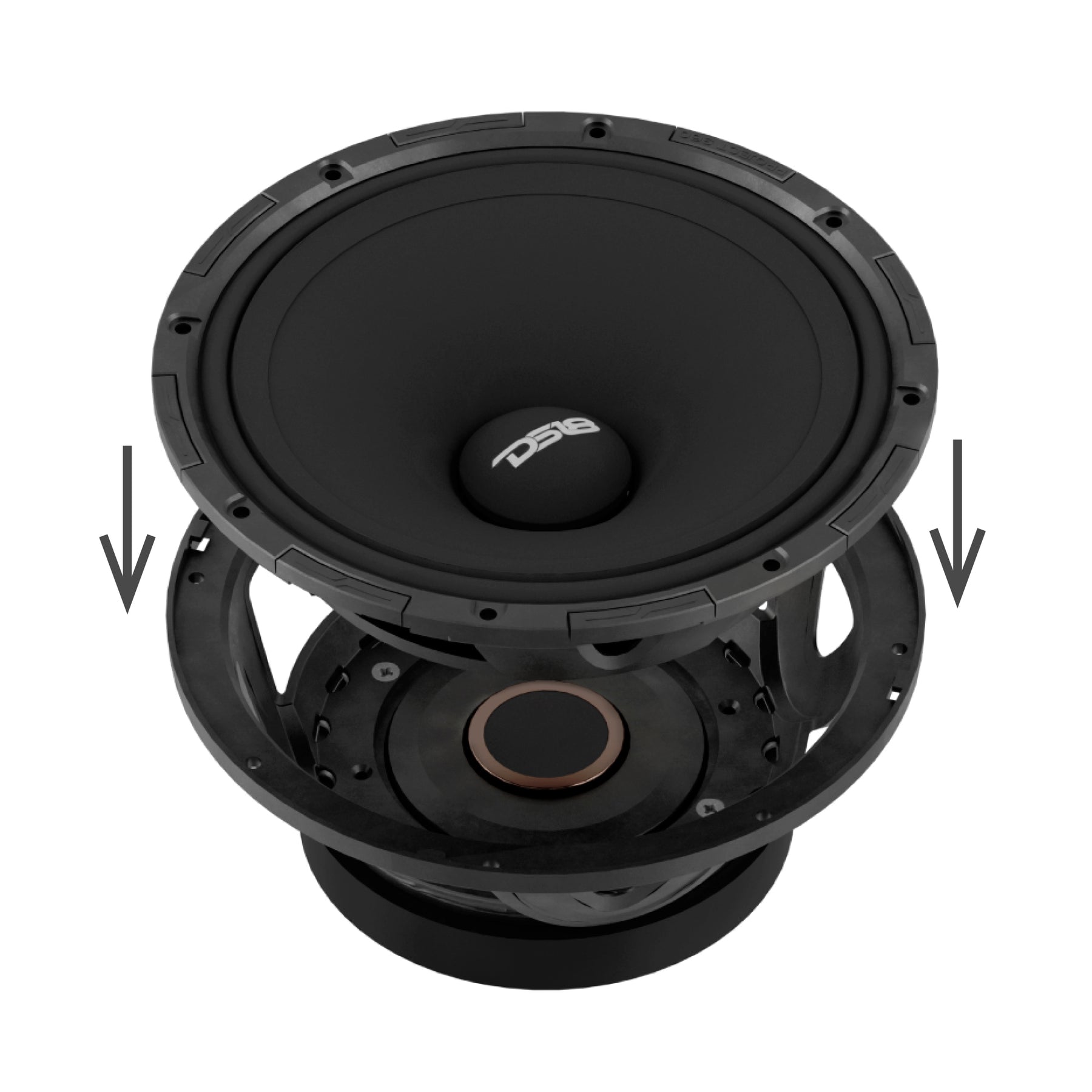 PROJECT360 8” High-Sensitivity Mid-High Loudspeaker - 300W RMS 4-Ohm - Rotating Recone Design For Quick Repair