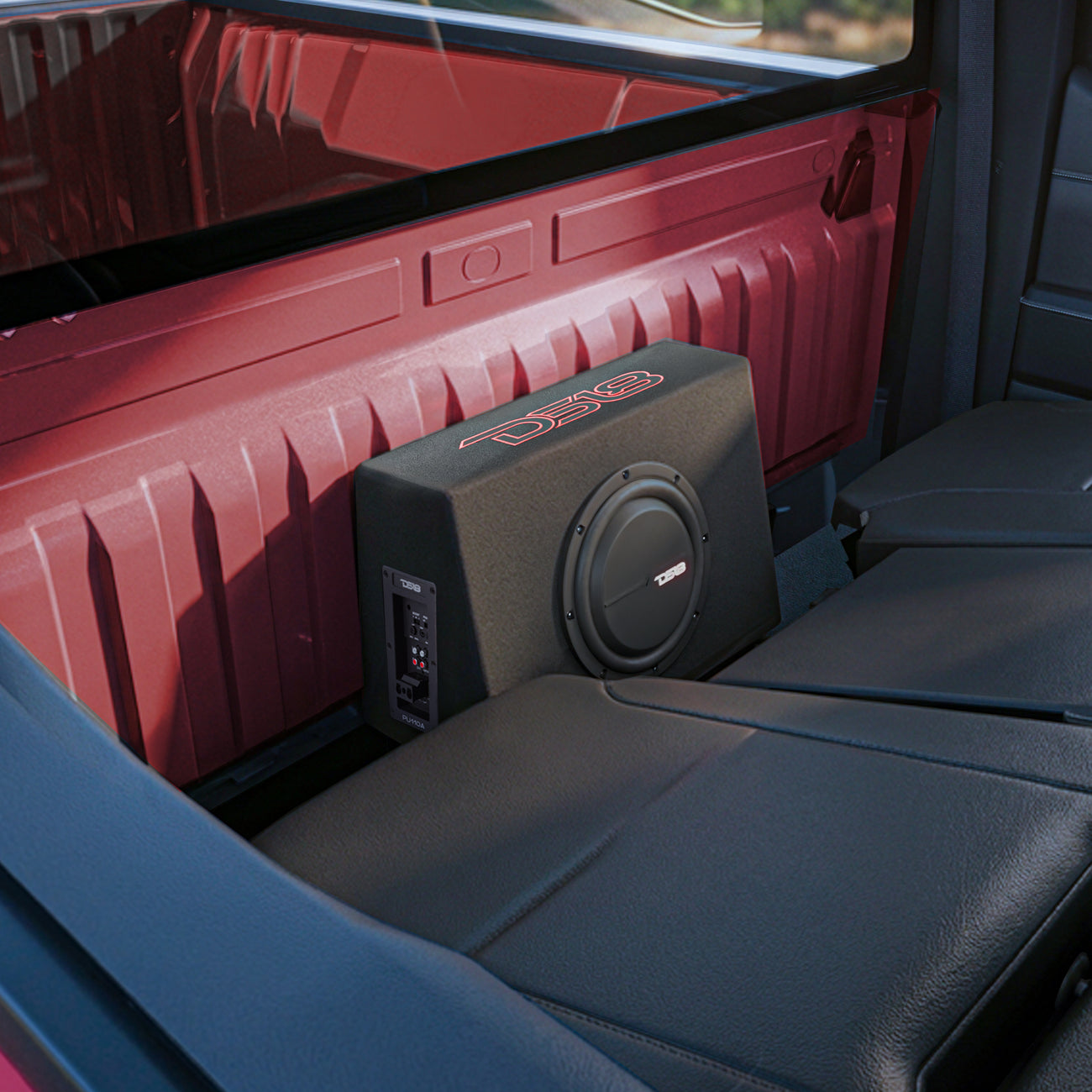 DS18 10” Active Shallow Subwoofer Enclosure for Pickup Trucks