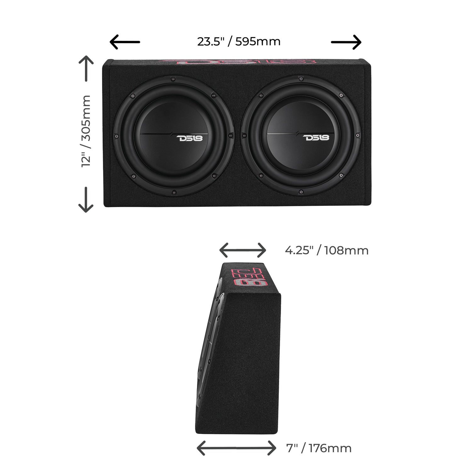 DS18 Loaded 10” Subwoofer + Passive Radiator Enclosure for Pickup Trucks