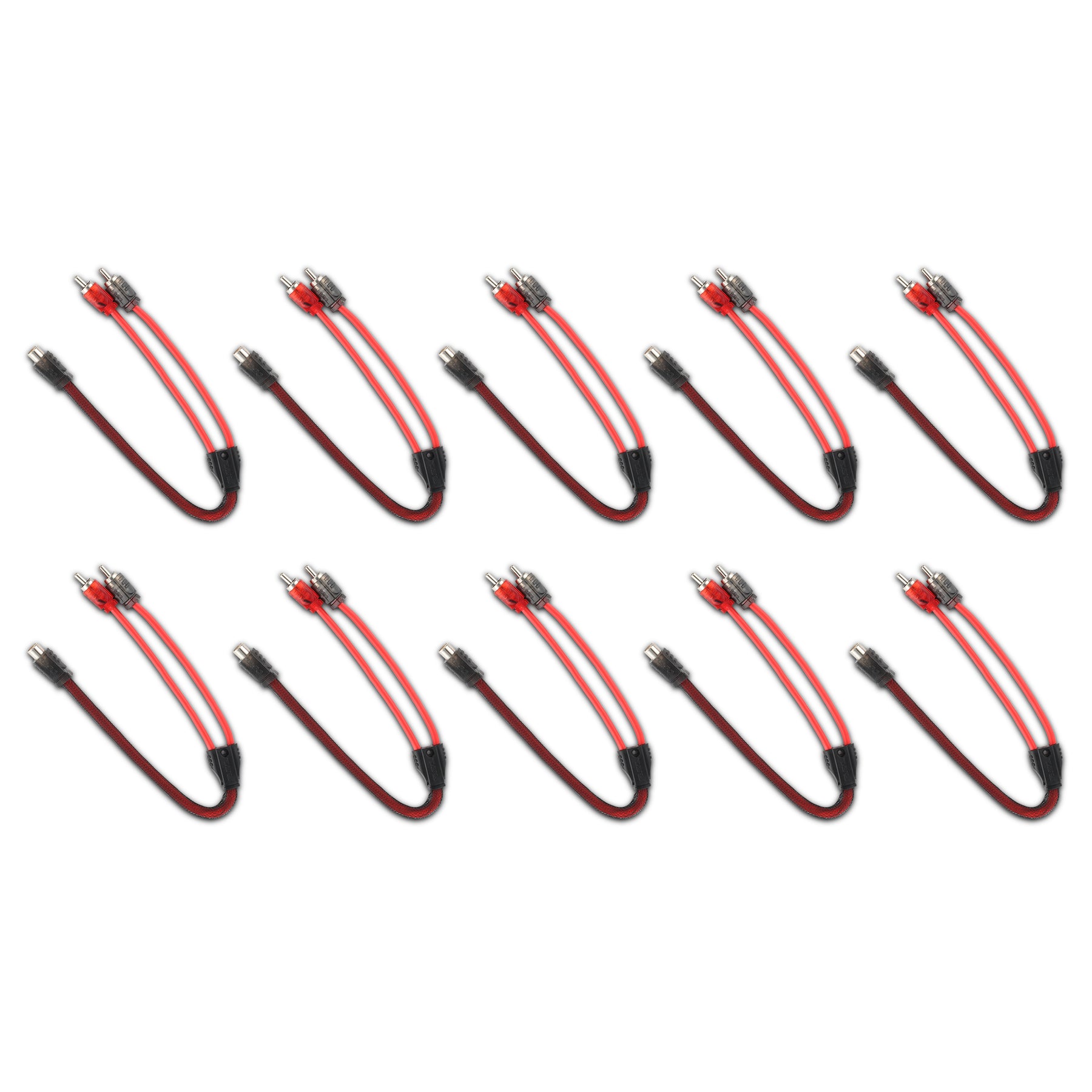 Level 2 RCA 100% Copper OFC Y Connector 1 FEMALE to 2 MALE - 10 Pack