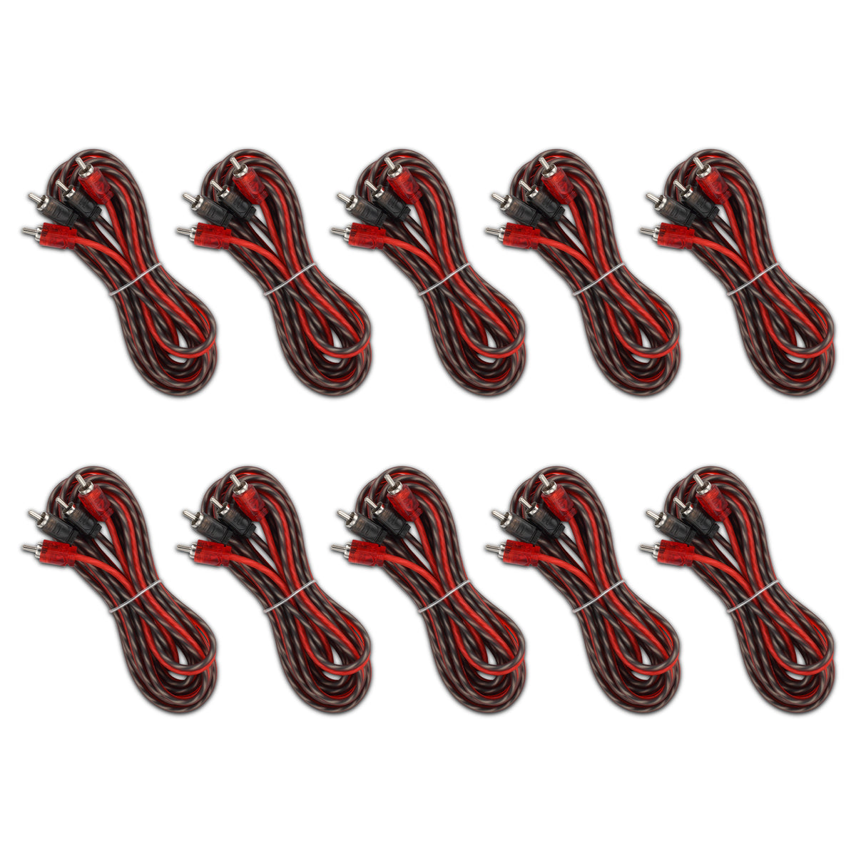 12FT Ultra Flex 100% OFC RCA Cable Wire – 10-Pack