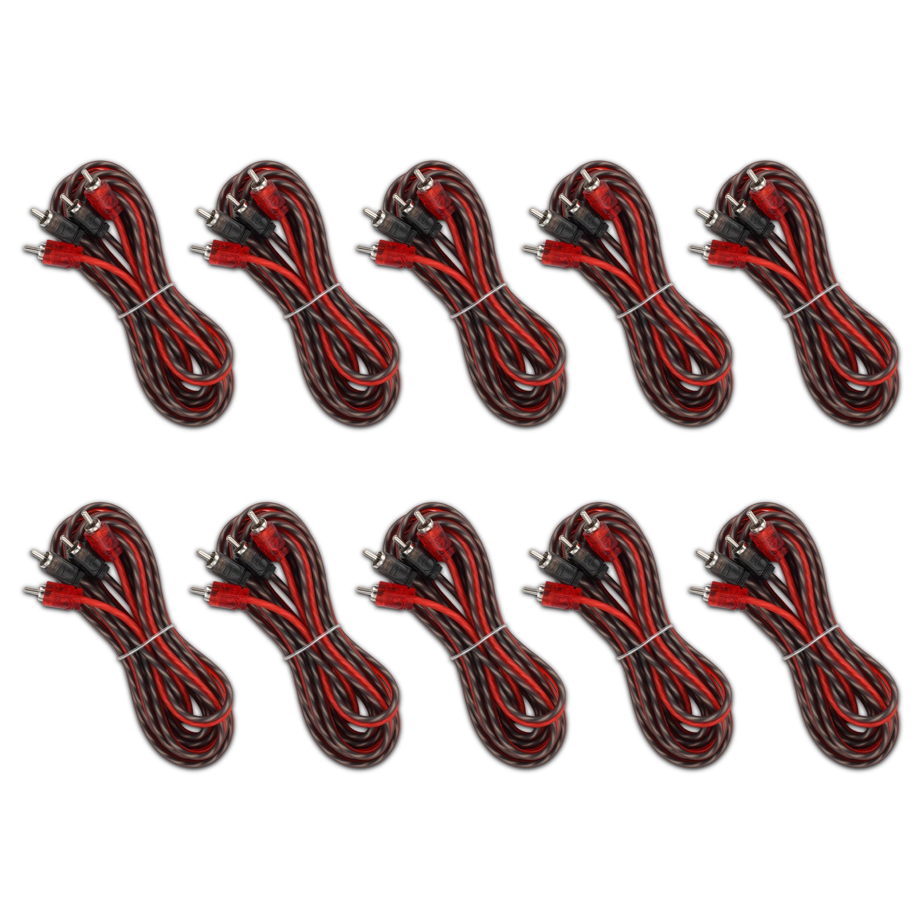 12FT Ultra Flex 100% OFC RCA Cable Wire – 10-Pack