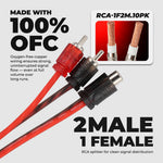 Level 1 RCA 100% Copper OFC Y Connector – 1 Female / 2 Male - 10-Pack