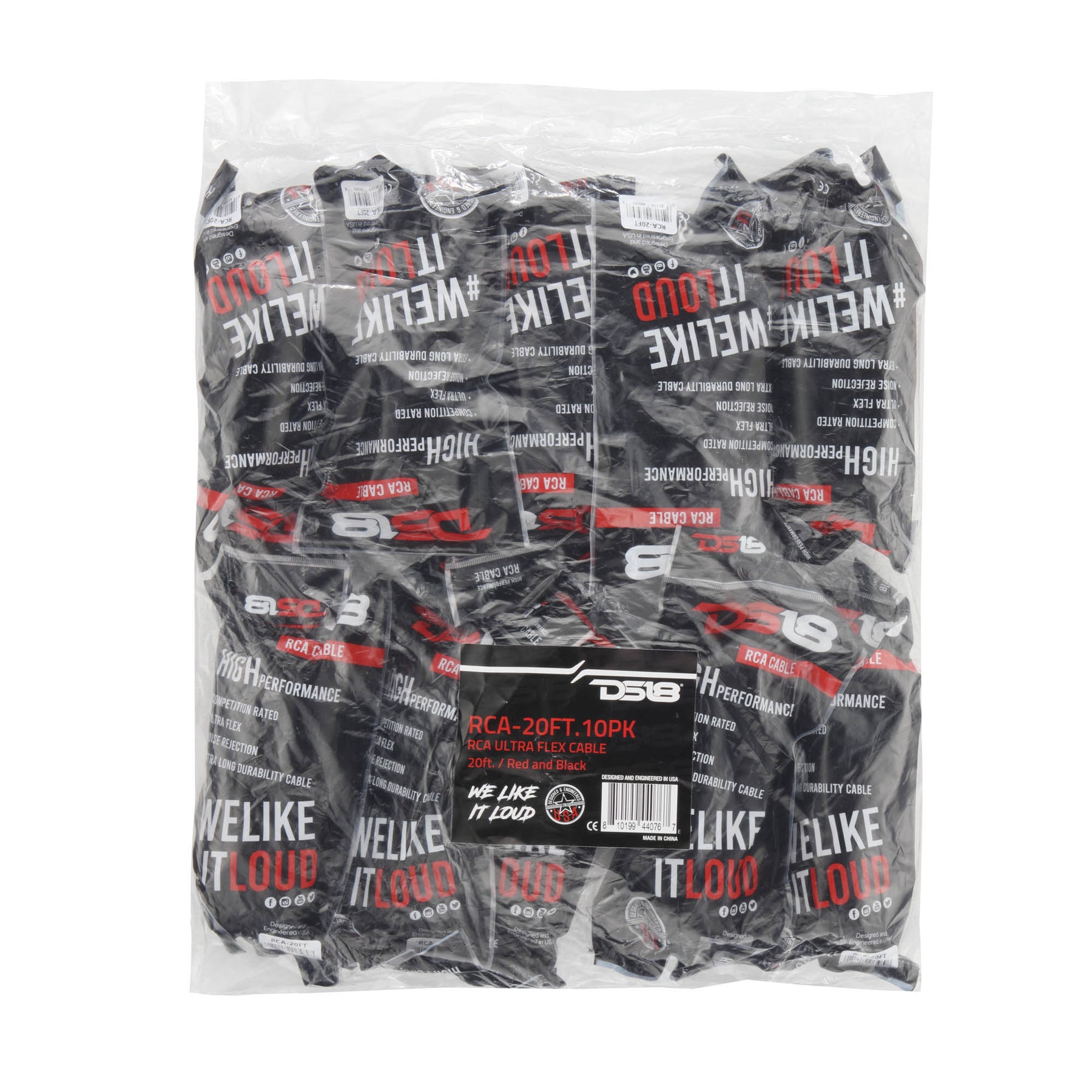 20FT Ultra Flex 100% OFC RCA Cable Wire – 10-Pack