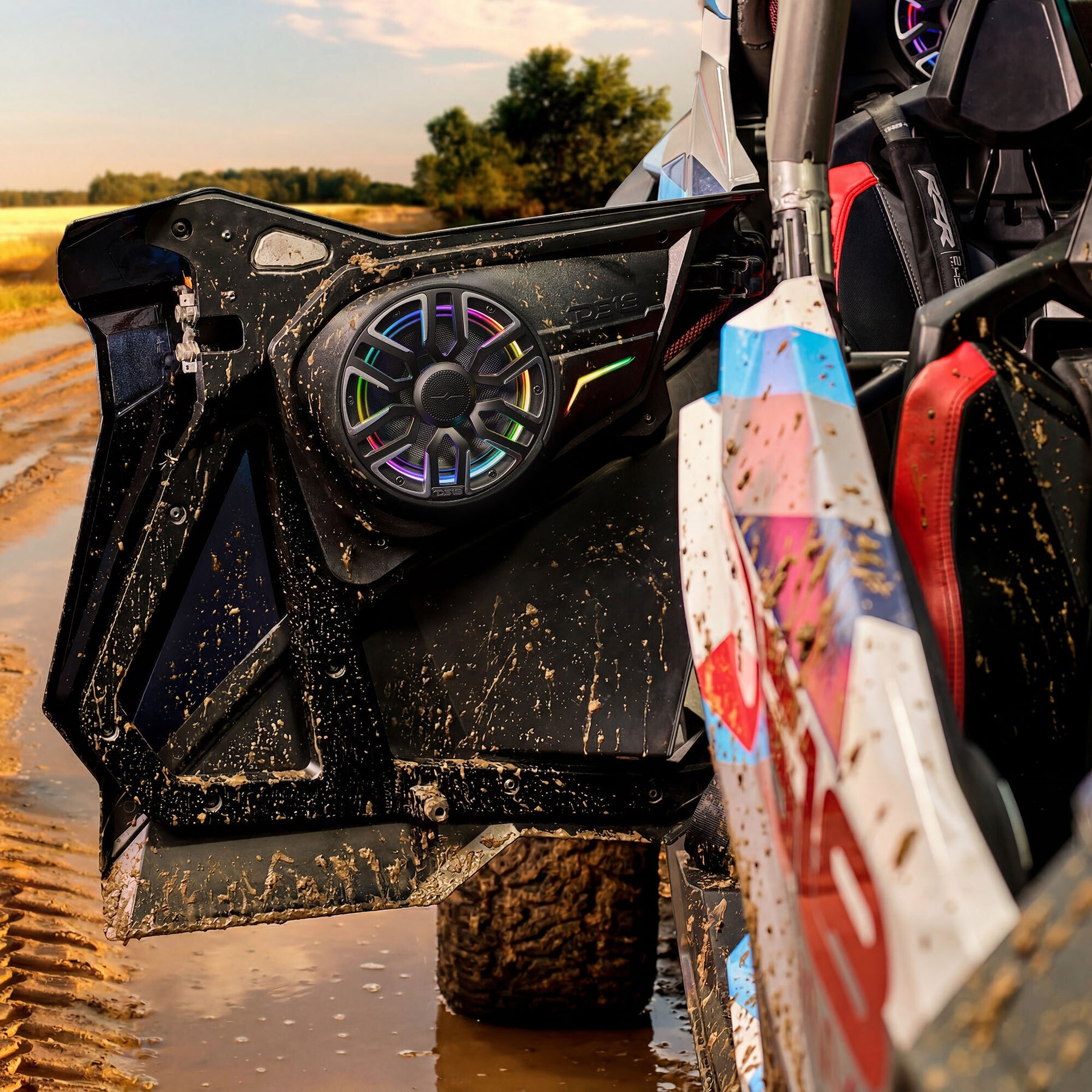 Polaris RZR Rear Door Panels Loaded with NXL-IQ/BK 8" Coaxial Speakers