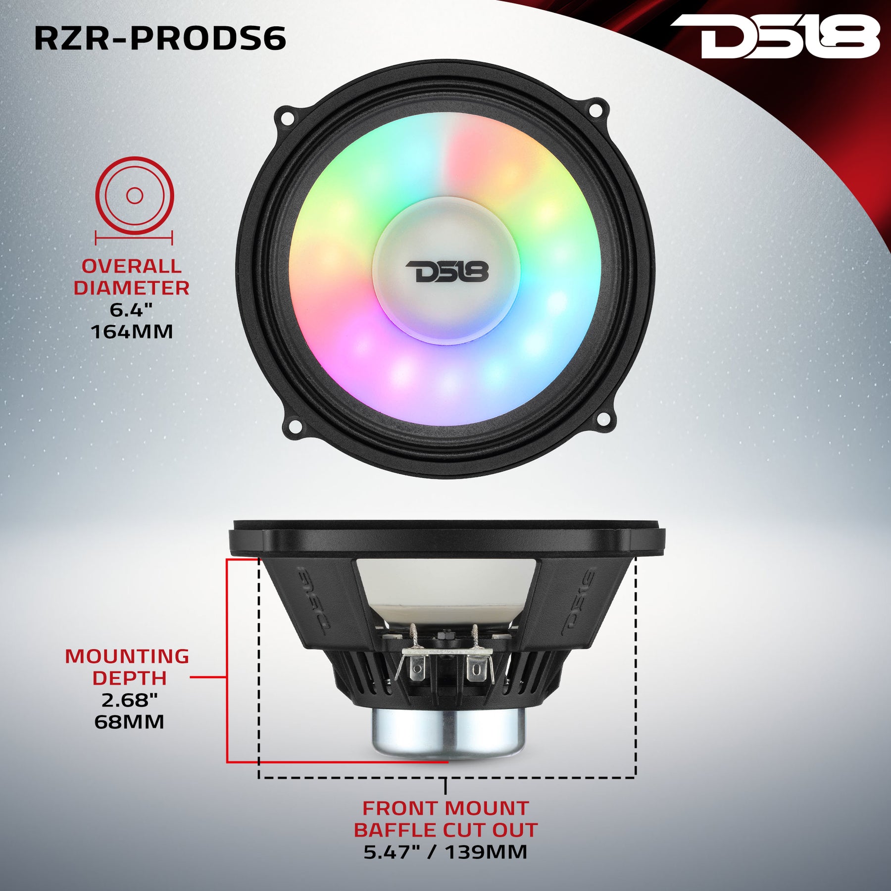 Polaris RZR-PRO 2020-Up 6.5" Dashboard Speakers with Digital LED Lighting – 150W RMS, Neodymium Magnet, OEM Fit