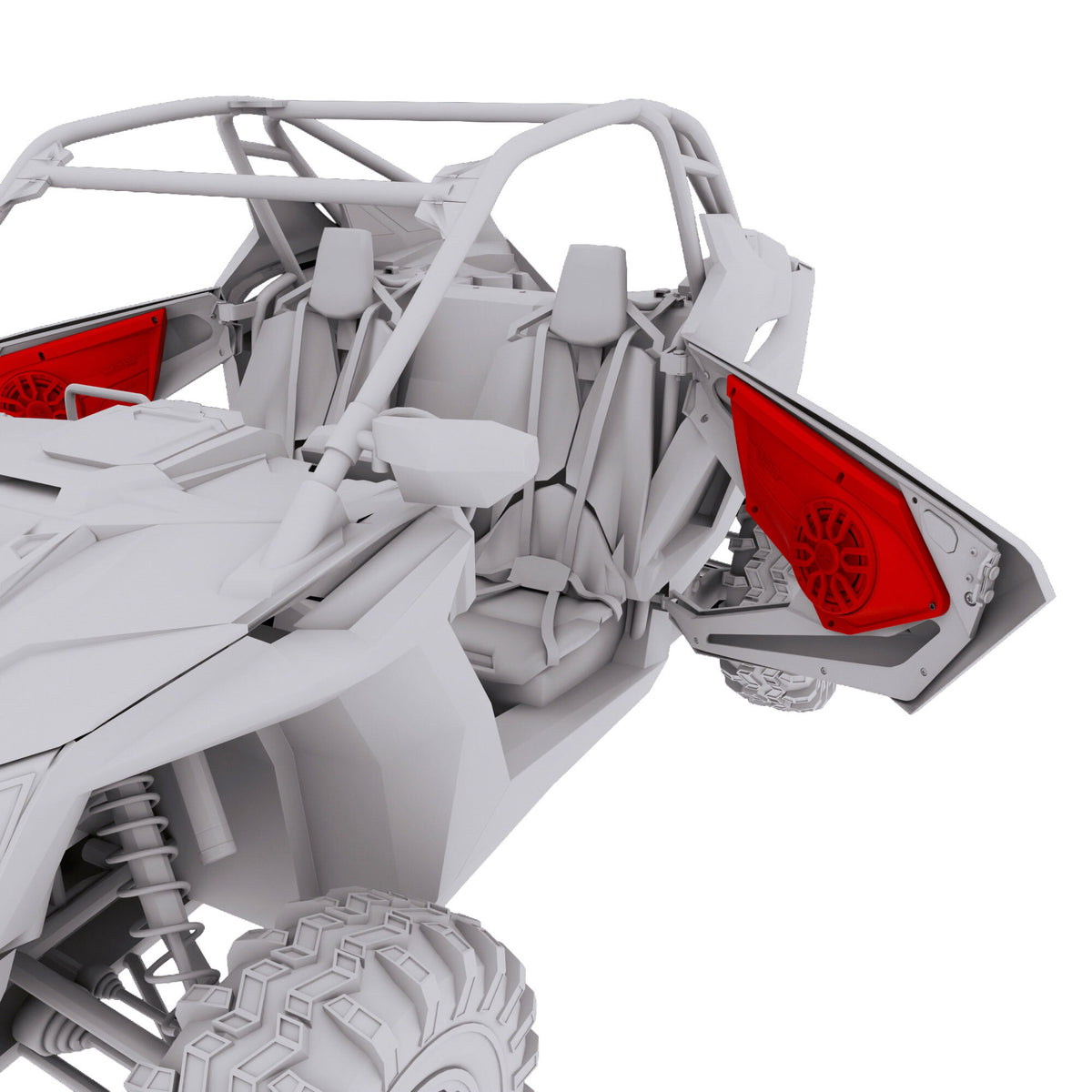 Polaris RZR Front Door Panels Loaded with NXL-IQ/BK 8" Coaxial Speakers