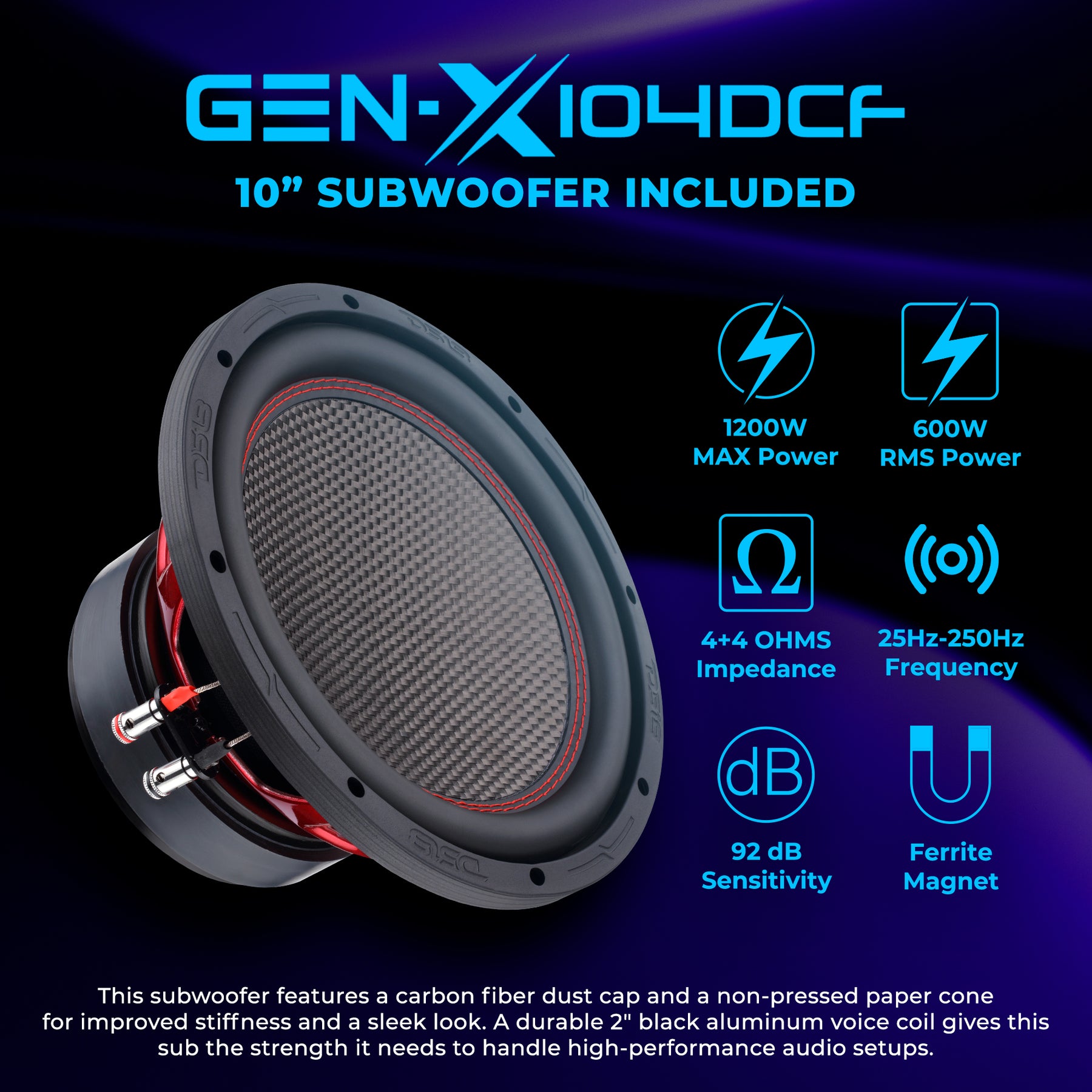 Caja de subwoofer de 10” bajo salpicadero para Polaris RZR Pro (2020–2024) – GEN-X10.4DCF cargado | 600 W RMS, doble 4 ohmios | Resistente al agua IP65