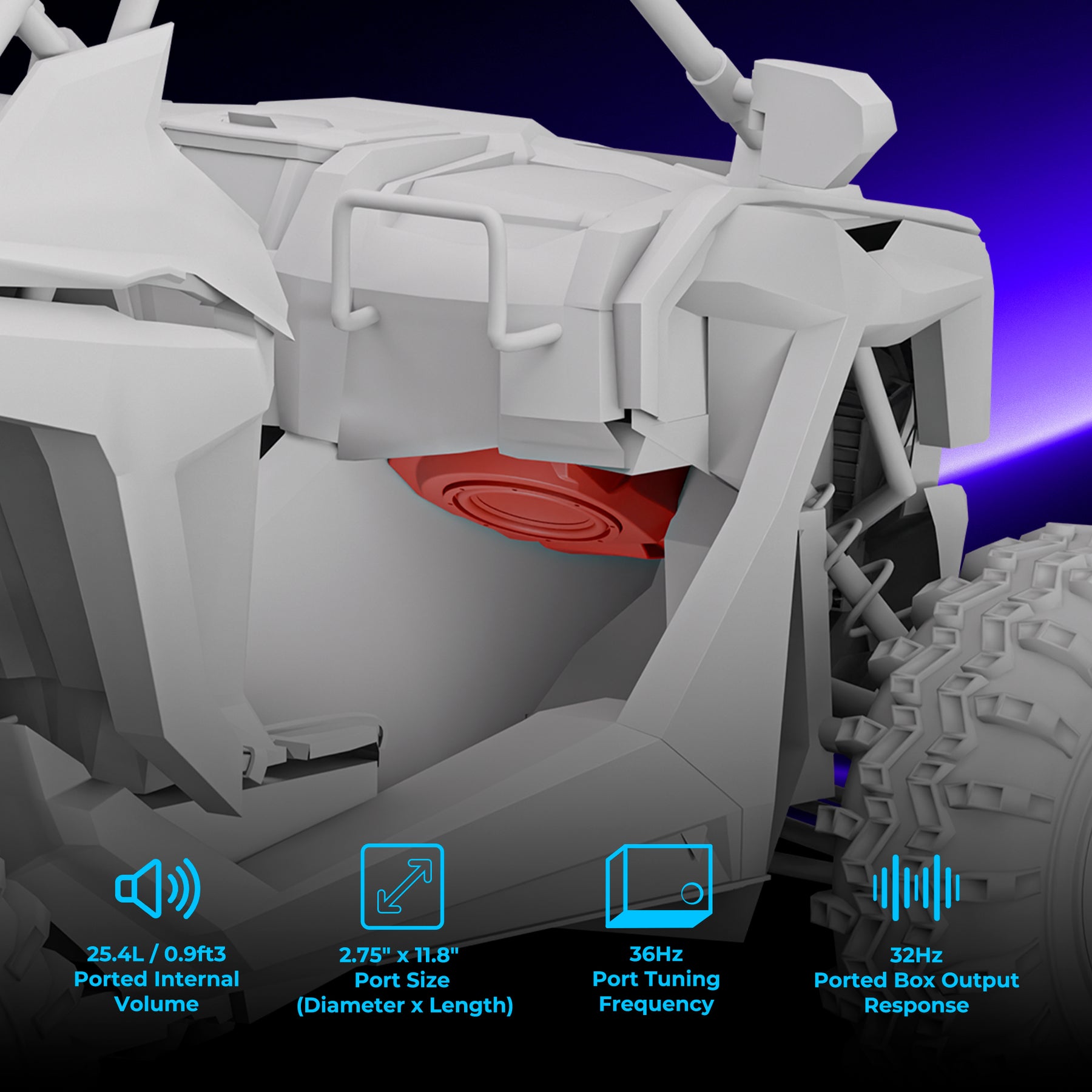Caja de subwoofer de 10” bajo salpicadero para Polaris RZR Pro (2020–2024) – GEN-X10.4DCF cargado | 600 W RMS, doble 4 ohmios | Resistente al agua IP65