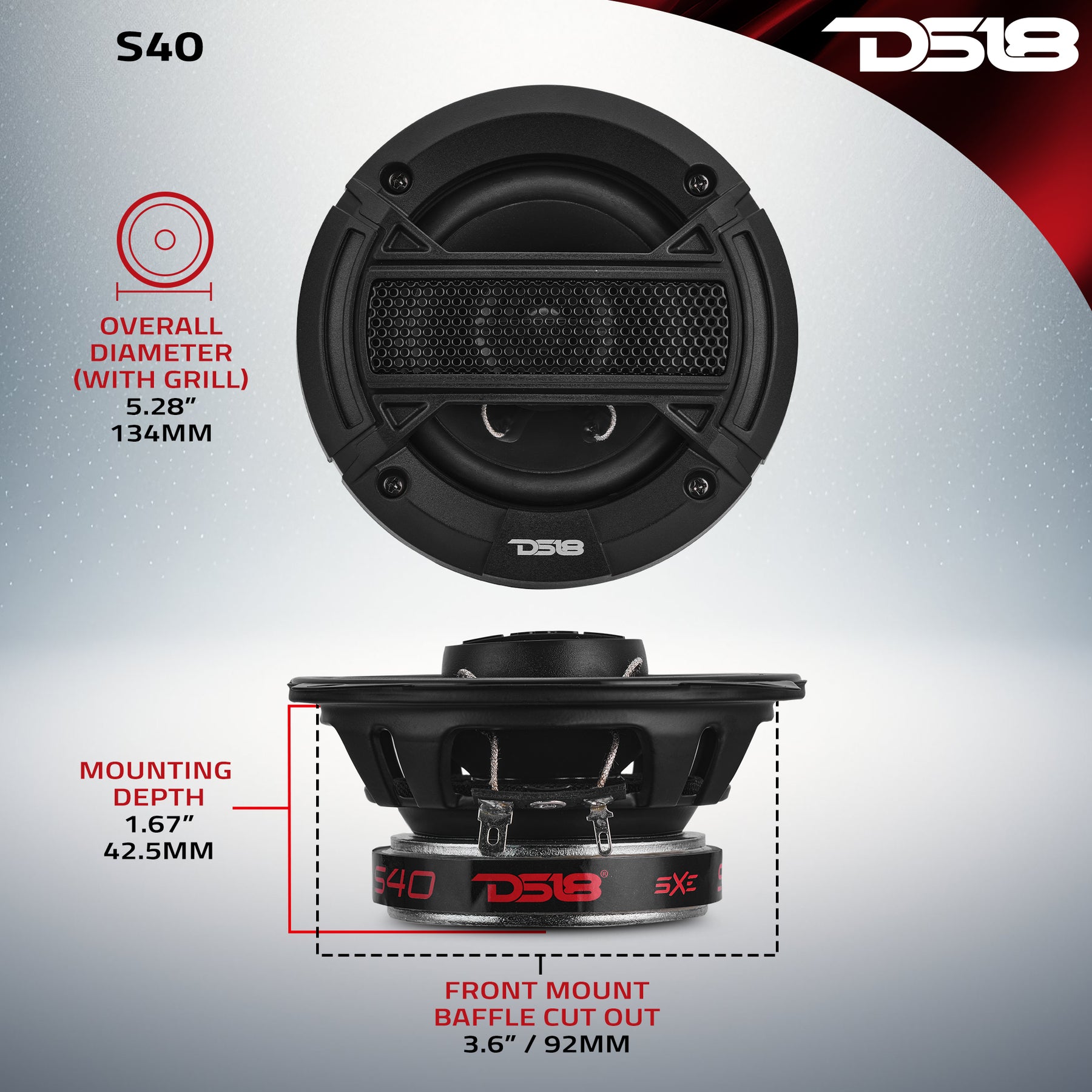 SELECT 4” 2-Way Coaxial Speaker with Grille | 40W RMS 4-Ohm