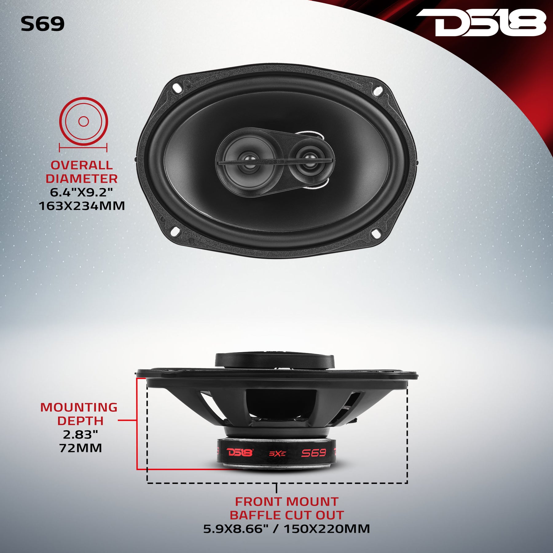 SELECT 6x9" 3-Way Coaxial Speaker 240 Watts 4-Ohm