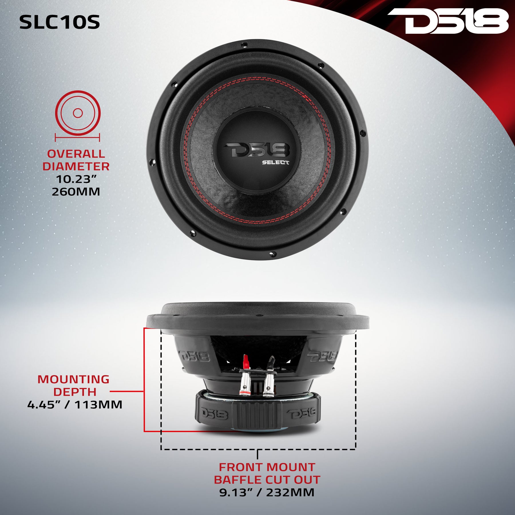 SELECT 10" Subwoofer 220 Watts Rms SVC 4-Ohm