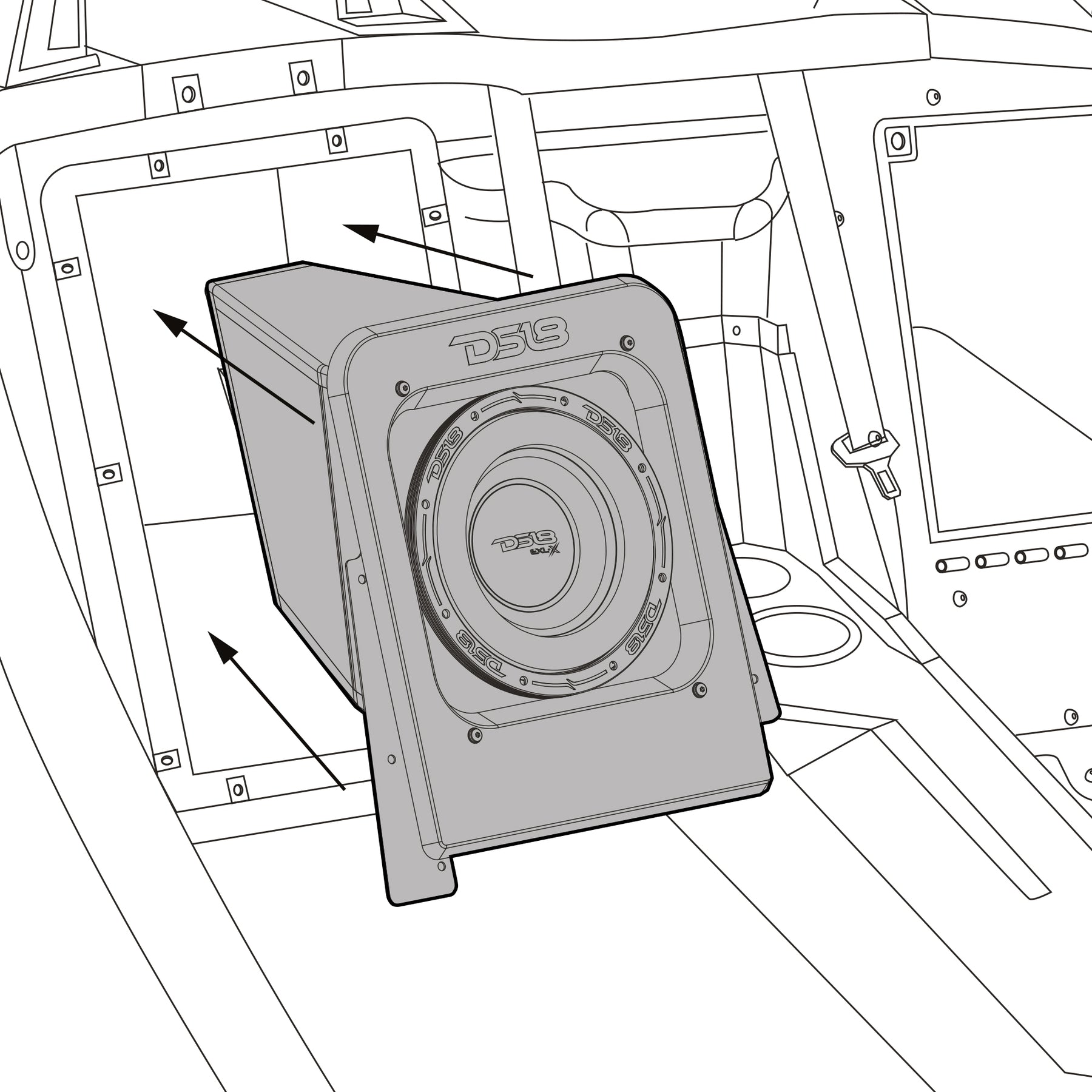 Polaris Slingshot Loaded Rear Sealed 10" Subwoofer Enclosure | Fits Either Passenger or Driver Side | 2015 - Current