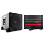 Car Audio Bass Package with Dual 8" Sealed Subwoofer Enclosure and Amplifier – 300W RMS
