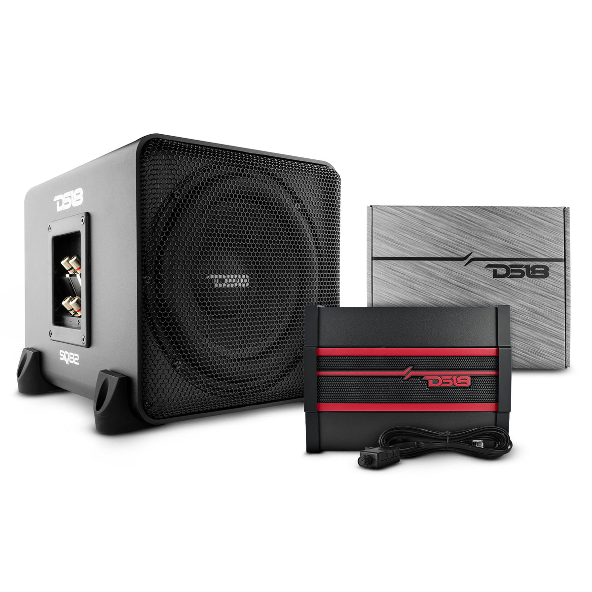 Car Audio Bass Package with Dual 8" Sealed Subwoofer Enclosure with Amplifier and Wiring Kit – 300W RMS