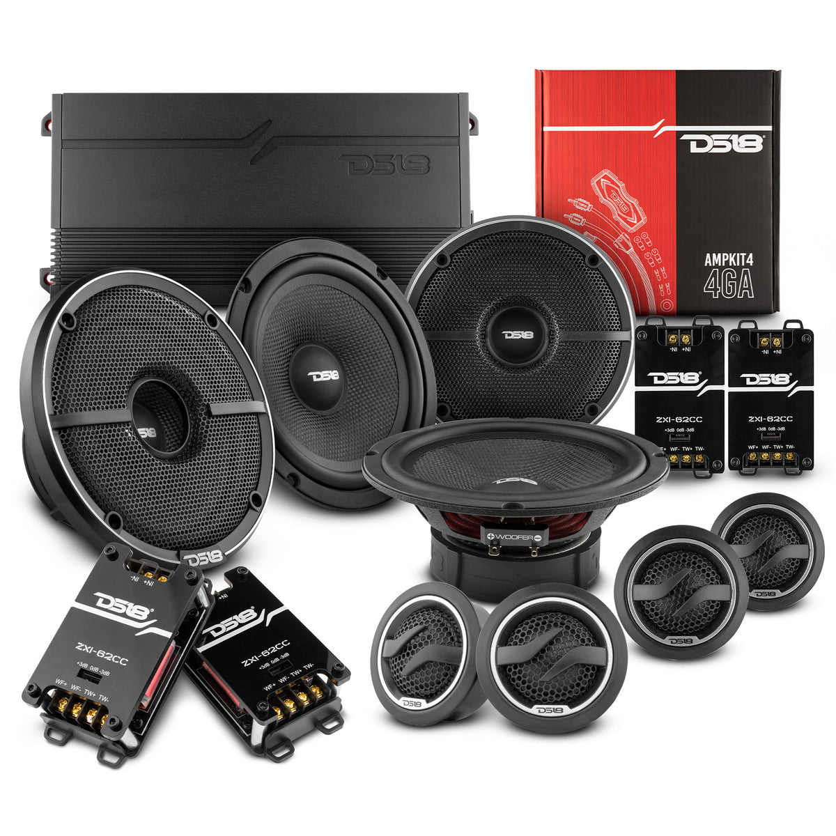 DS18 2006-2020 Honda Civic Front and Back Doors Sedan Speakers Better Upgrade/Replacement Package 1600 Watts