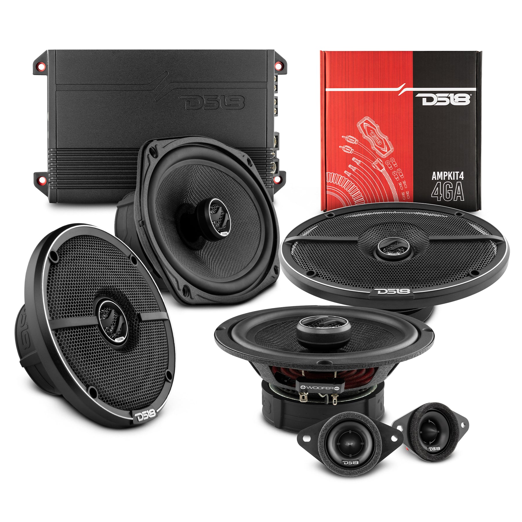 DS18 2005-2021 Toyota Tacoma Double and Access Cab Front and Back Doors Speakers Better Upgrade/Replacement Package 1600 Watts