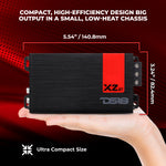 Amplificador ultra compacto de rango completo de 2 canales con conectividad Bluetooth - 2 x 140 vatios RMS