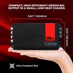 X 4-Channel Ultra Compact Full-Range Amplifier with Bluetooth Connectivity - 4 x 70 Watts Rms