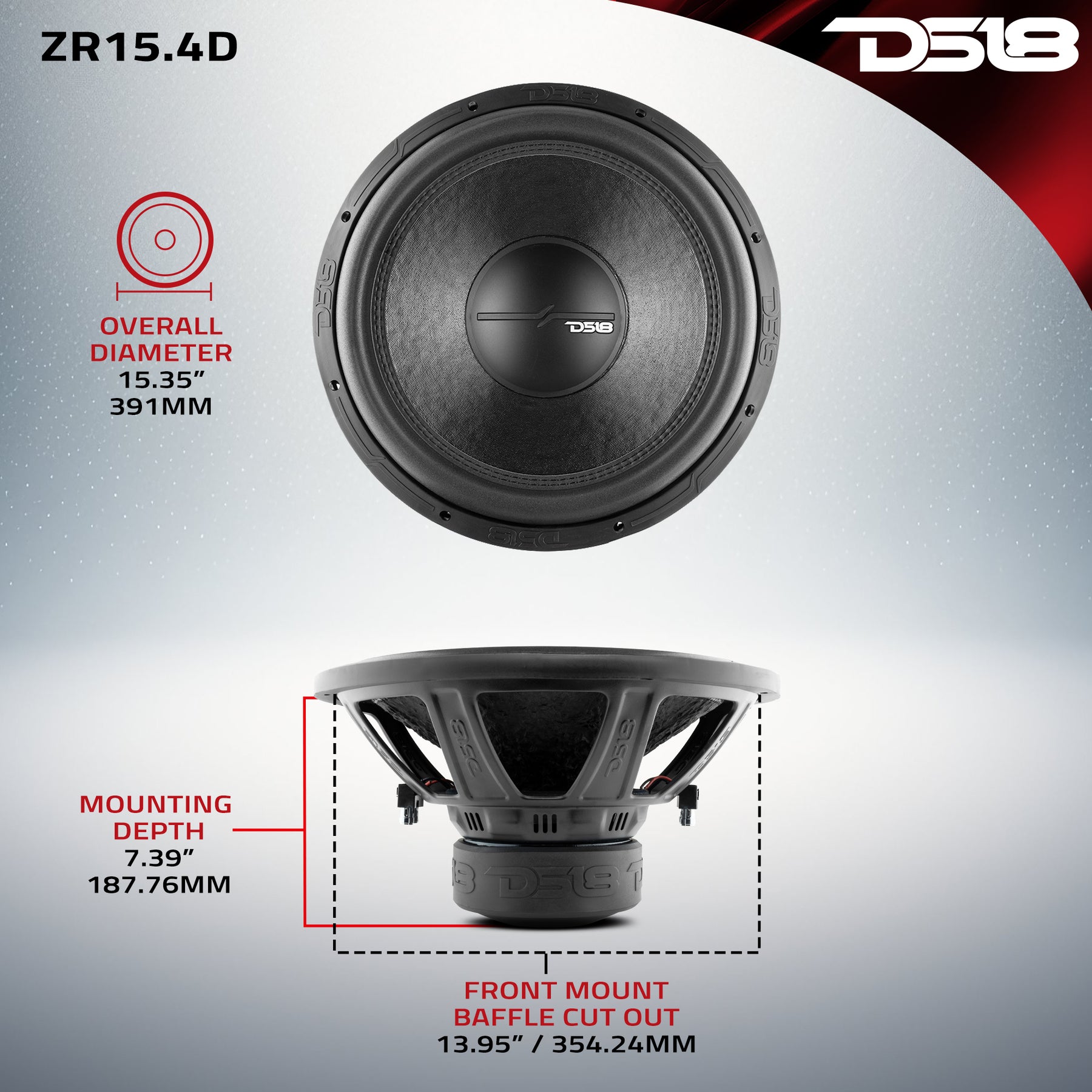 ZR 15" Subwoofer 750 Watts Rms DVC  4-Ohm