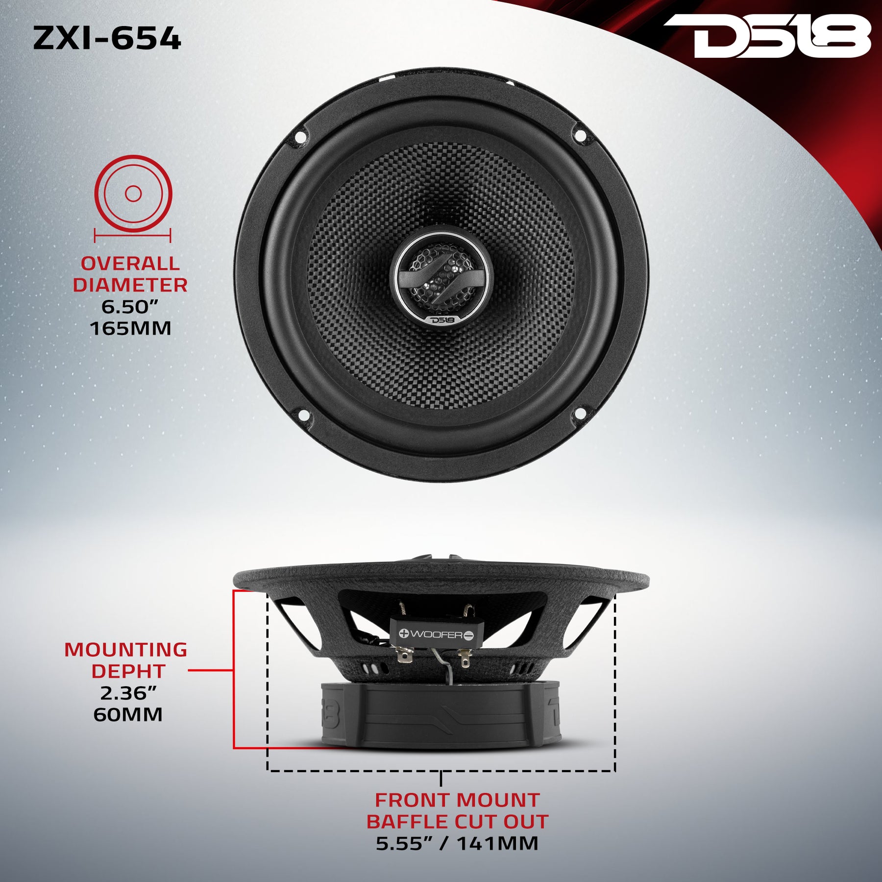 DS18 ZXI ELITE 2-Way Coaxial Speakers with Glass Fiber Cone