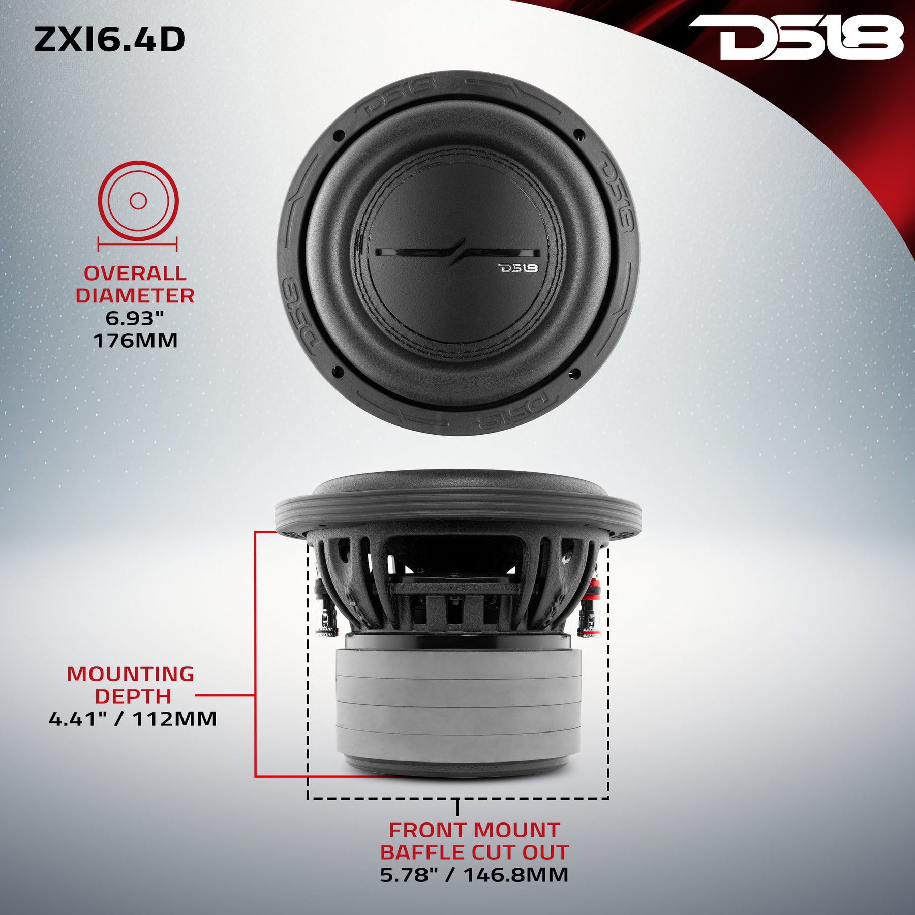 ZXI High Excursion Subwoofer Quad Stacked Magnets 300 Watts Rms D
