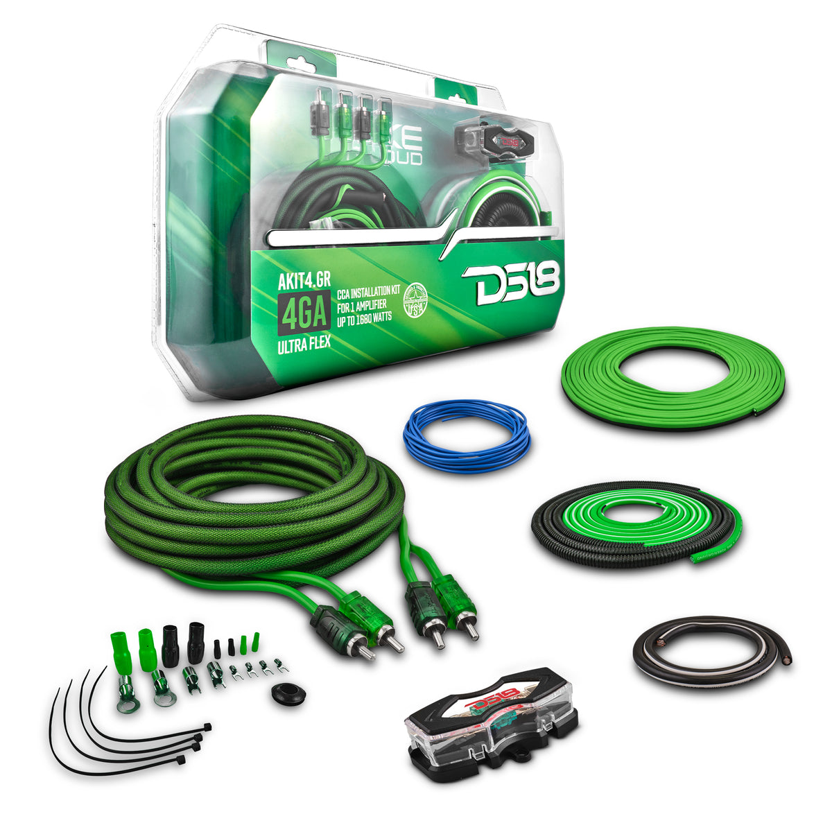 4-GA Amplifier Installation Kit - Green