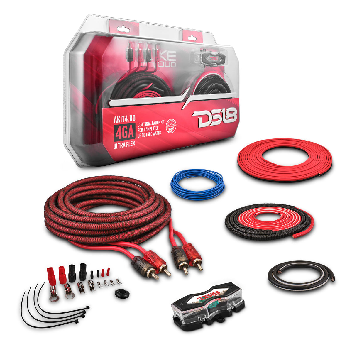 Amp Kit DS18 AKIT4.GR 4-Gauge Amp Wiring Kit - 1680W RMS Capacity