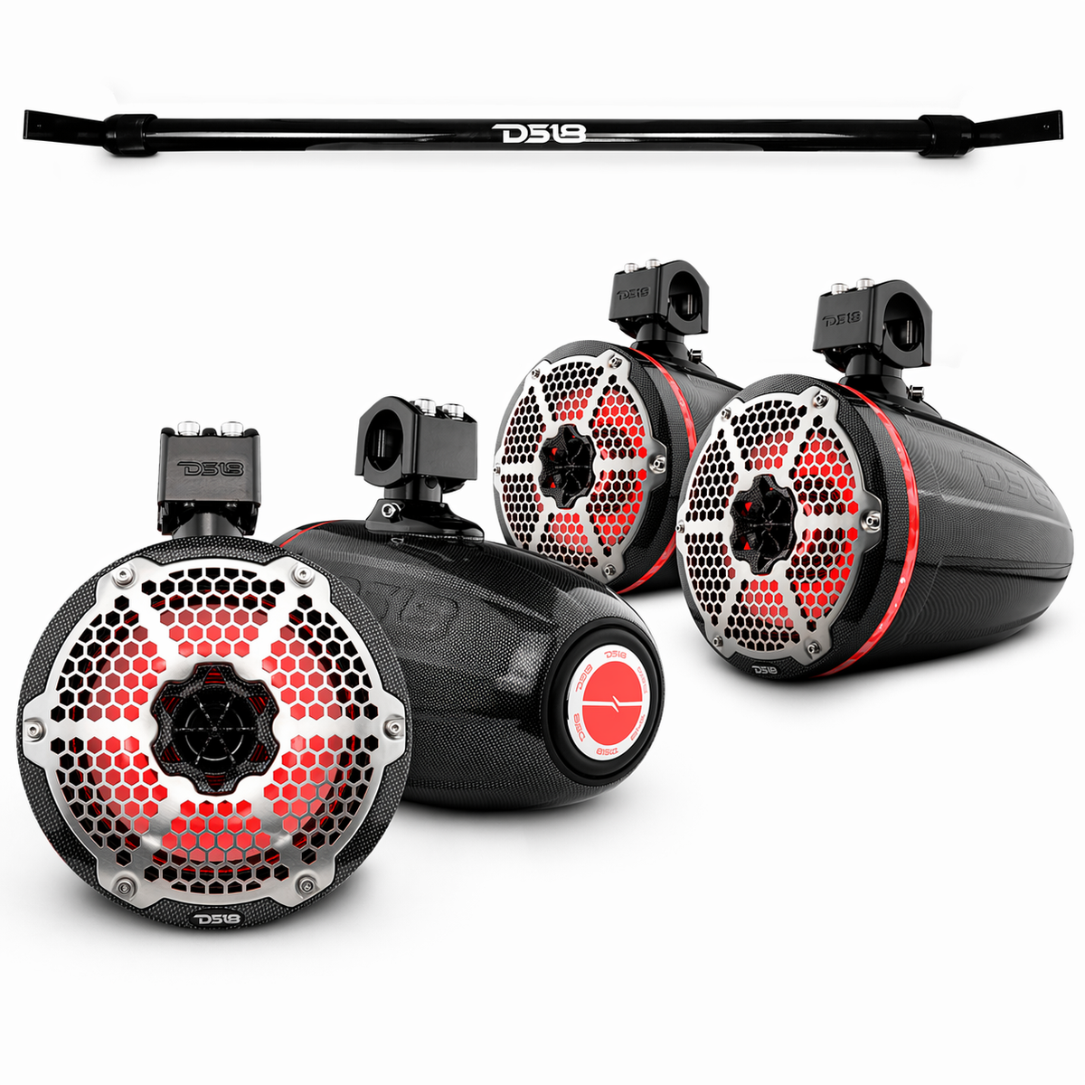 Jeep Gladiator JT Mounting Bar + 4x 8” Marine Tower Speakers with RGB