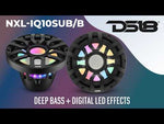 Subwoofer marino de 10" con motor de imán híbrido, rejilla extraíble y luces LED digitales - 500W RMS 4 ohmios