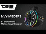 Video thumbnail - 8” Marine Short Tower Speaker With Neodymium Magnet, Kevlar Cone, Compression Driver And Digital LED Lights | 200W RMS 4-Ohm