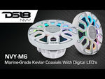Video thumbnail - 6.5” Marine Coaxial Speaker With Kevlar Cone, Bullet Tweeter, Neodymium Magnet, and Digital LED Lights | 200W RMS 4-Ohm