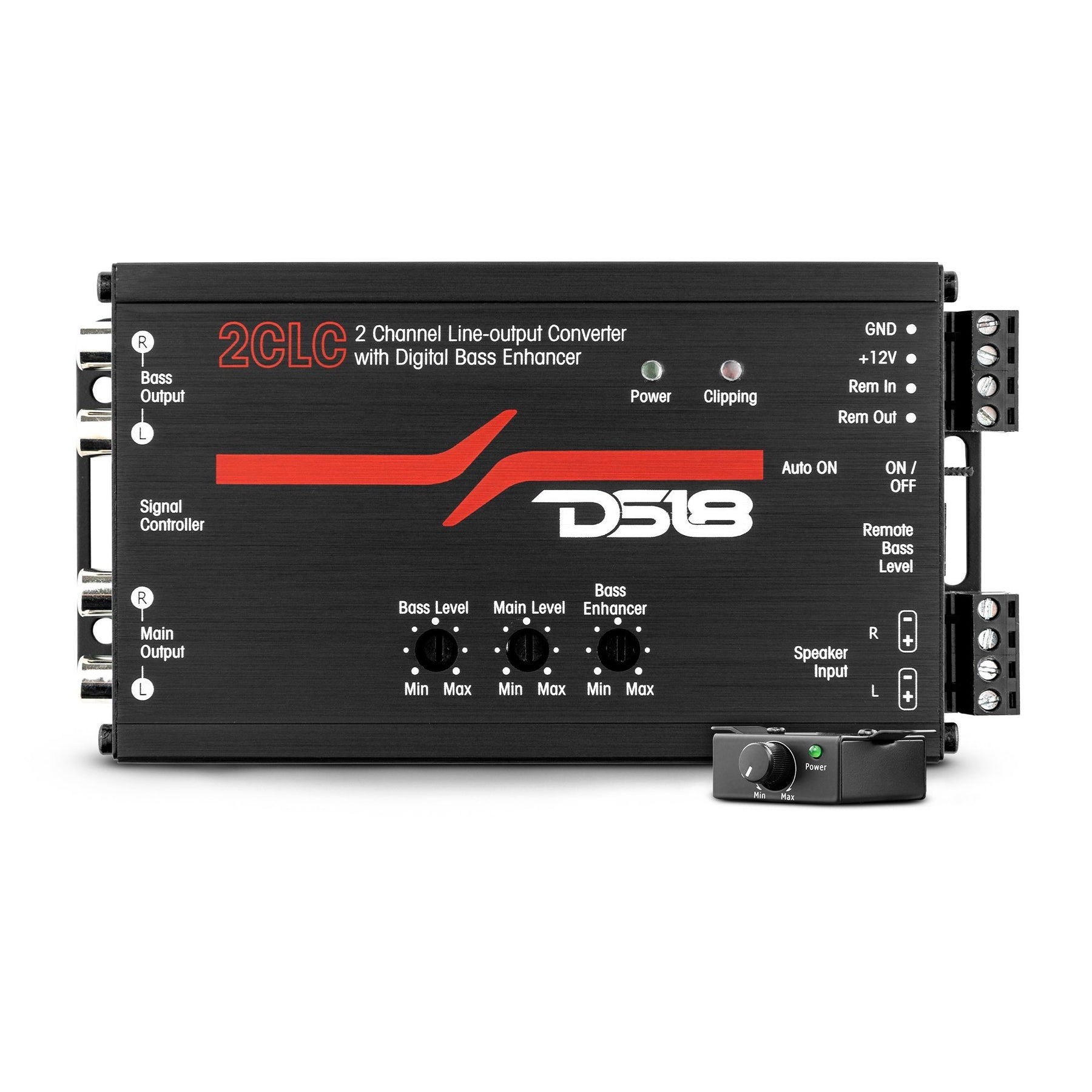 DS18 2CLC 2 Channel Line Output Converter with Digital Bass Enhancer. 2 channel line output converter.